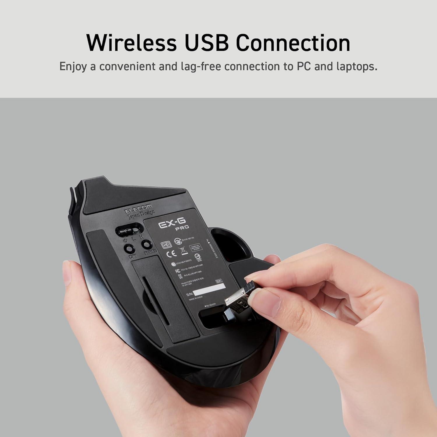 Mouse Trackball Inalámbrico ELECOM EX-G Pro, Ergonomico, 8 Botones