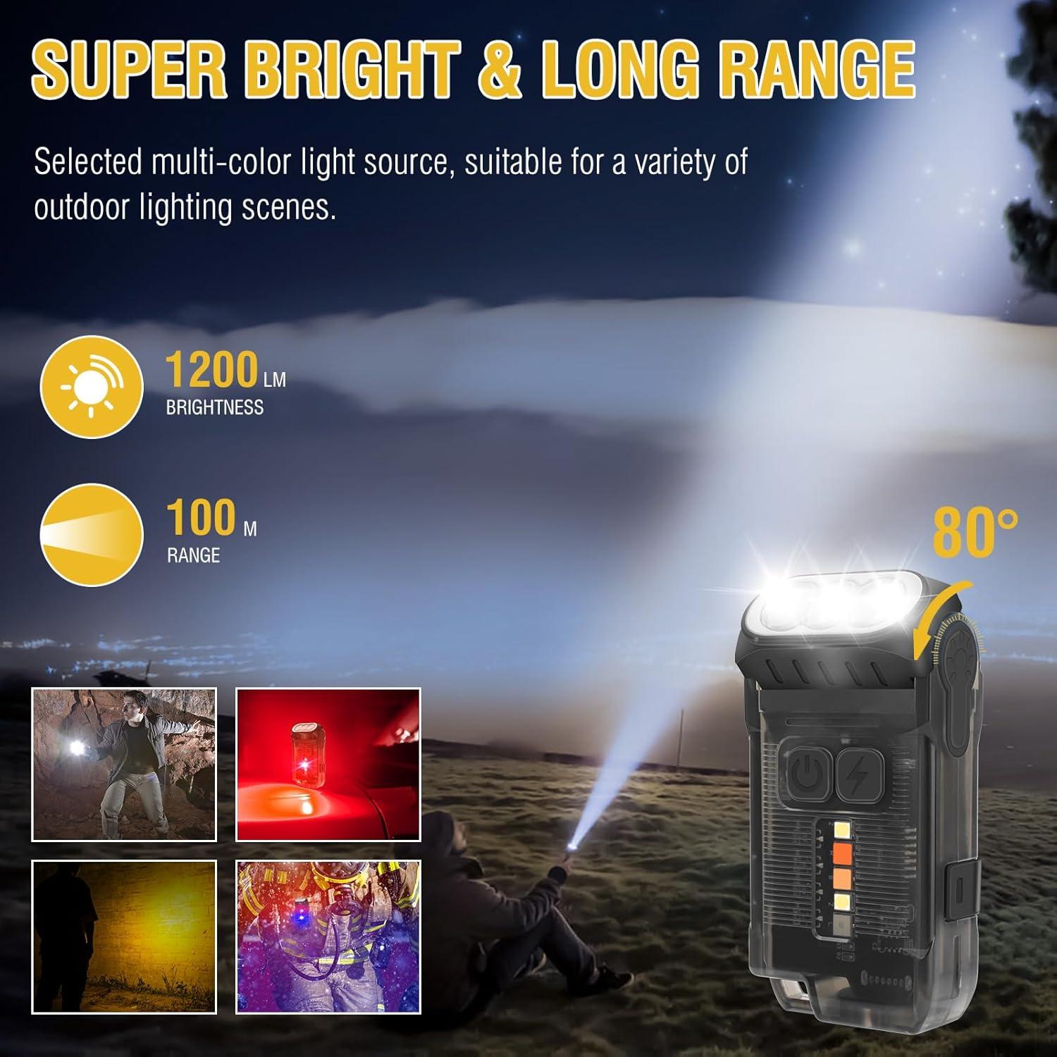 Linterna EDC BORUIT V15 Recargable USB C IP67 10 Modos