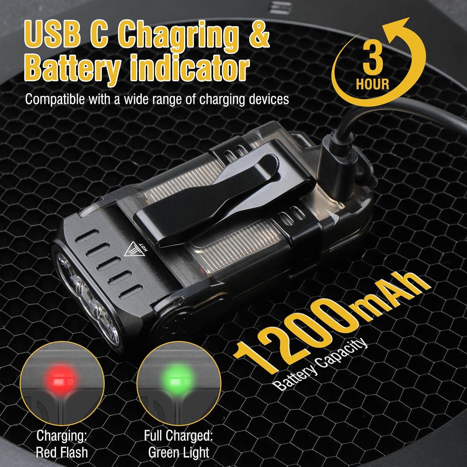 Linterna EDC BORUIT V15 Recargable USB C IP67 10 Modos