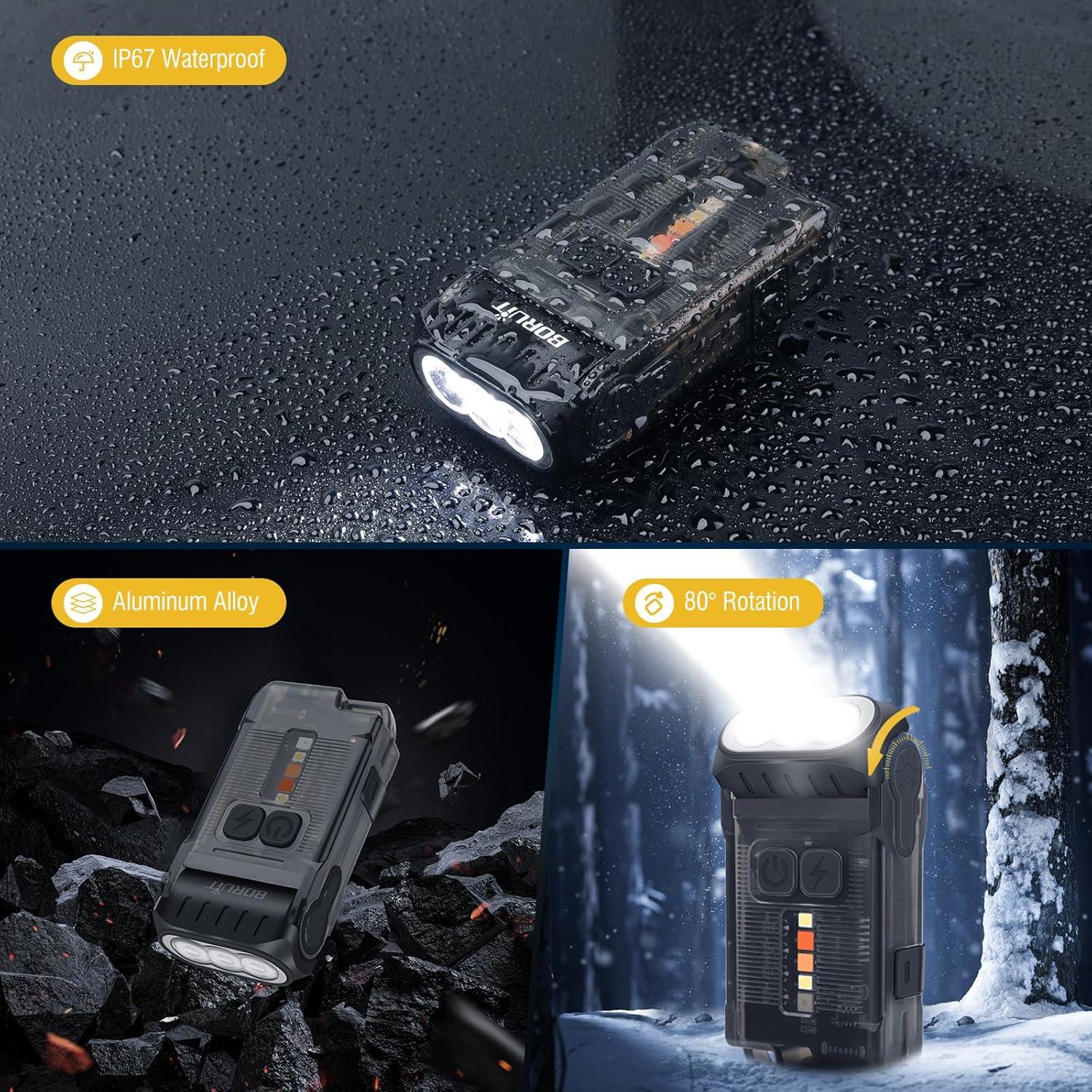 Linterna EDC BORUIT V15 Recargable USB C IP67 10 Modos