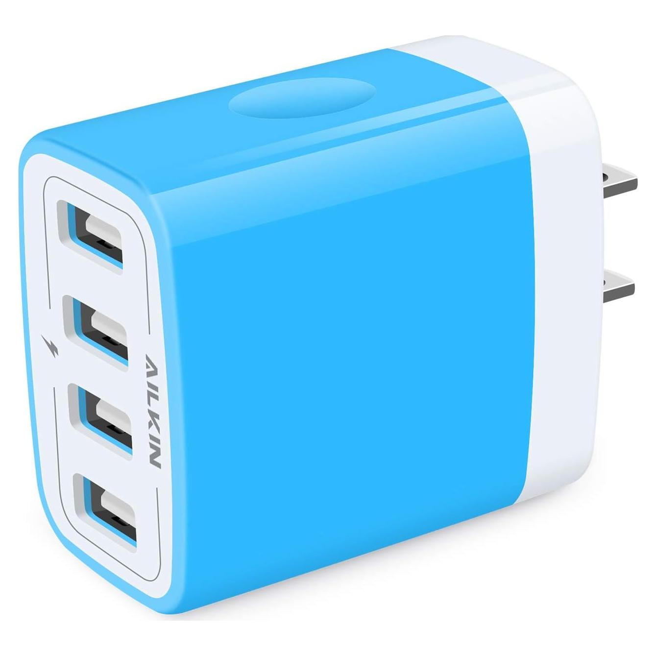 Cargador de Pared USB AILKIN 4 Puertos 4.8A Carga Rápida