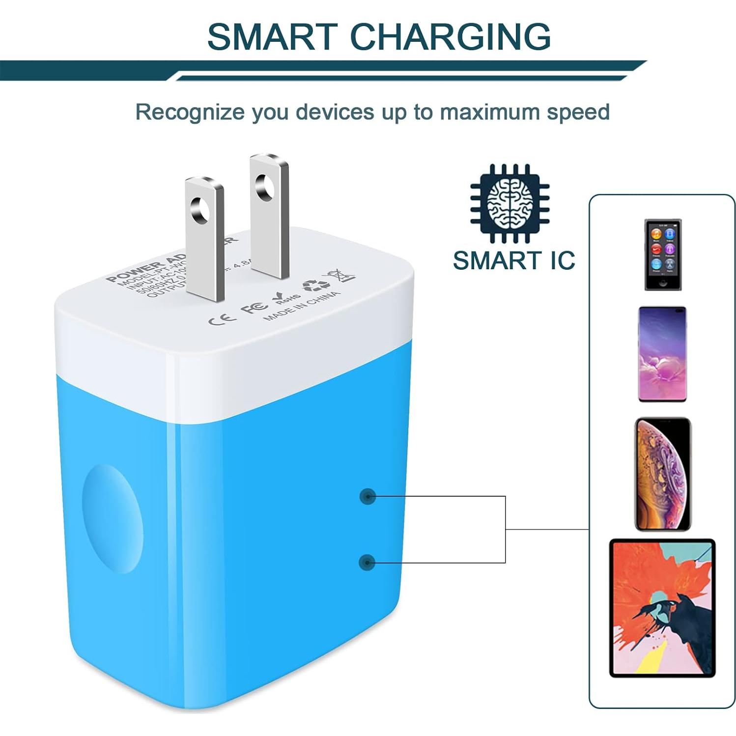 Cargador de Pared USB AILKIN 4 Puertos 4.8A Carga Rápida