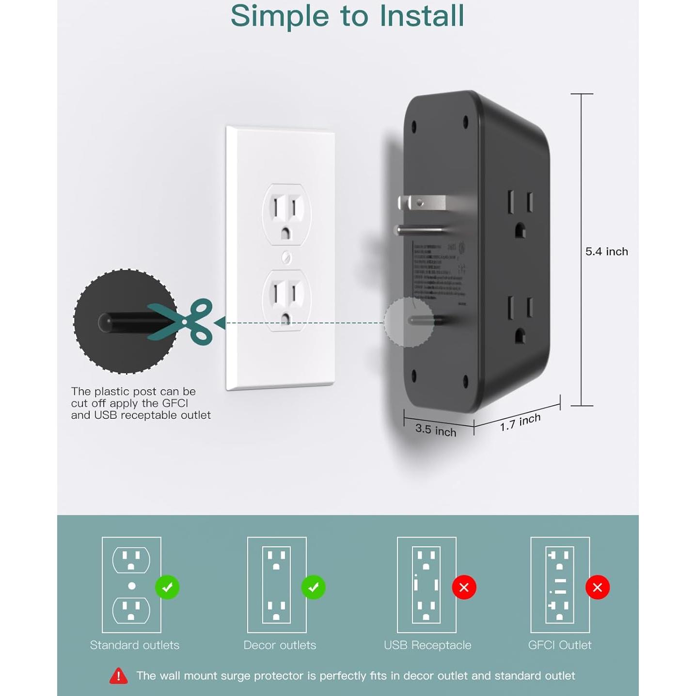 Extensor de Enchufe Addtam 5 Salidas 4 USB 1800J Protector
