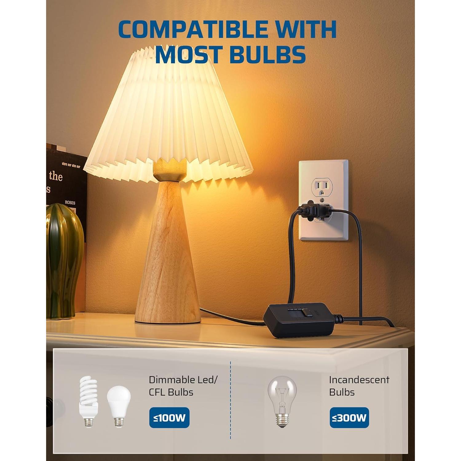 Regulador de Lámpara DEWENWILS 300W Enchufable Negro