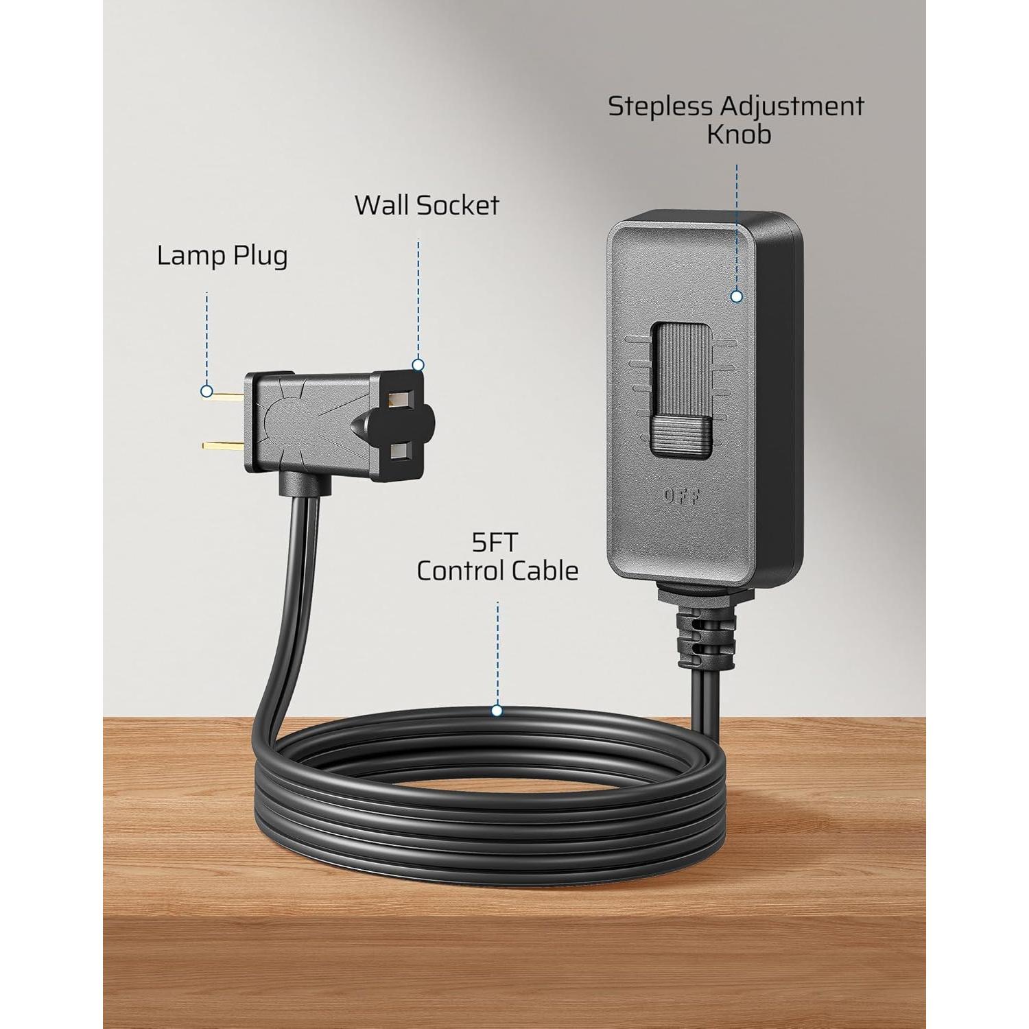 Regulador de Lámpara DEWENWILS 300W Enchufable Negro