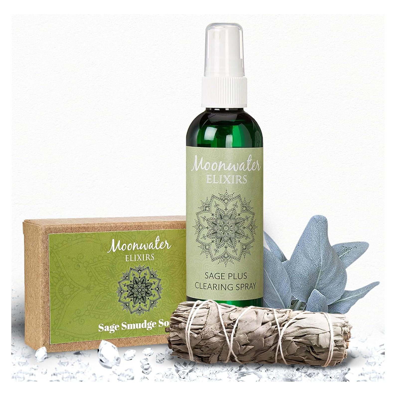Kit de Limpieza Espiritual Moonwater Elixirs - Salvia Blanca, Spray y Jabón