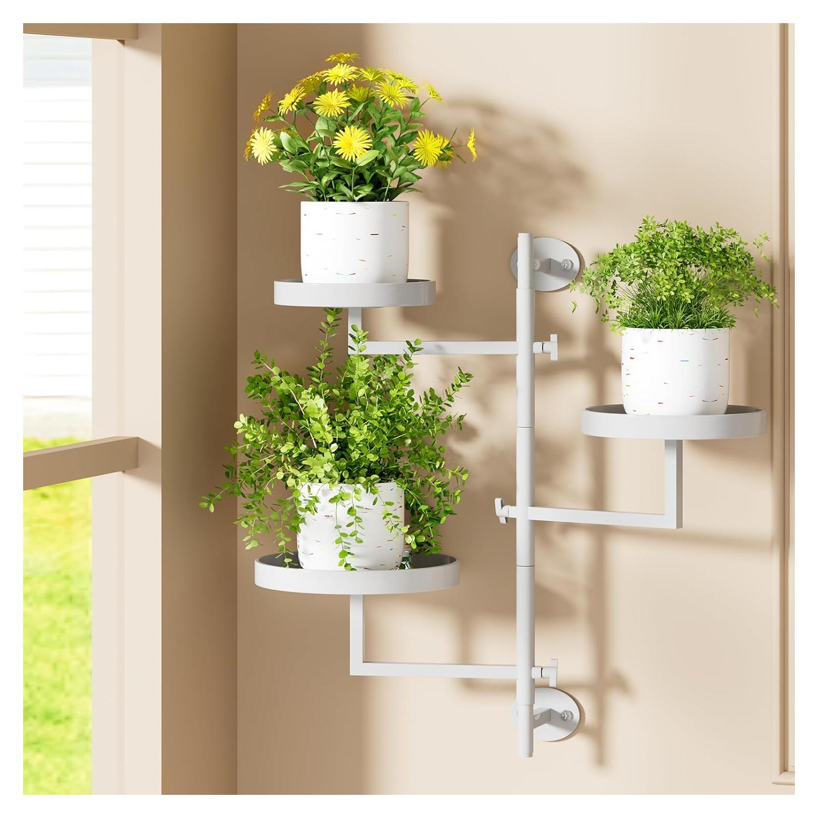 Soporte de Plantas Rotativo Gaoding 3 Niveles Metal Blanco