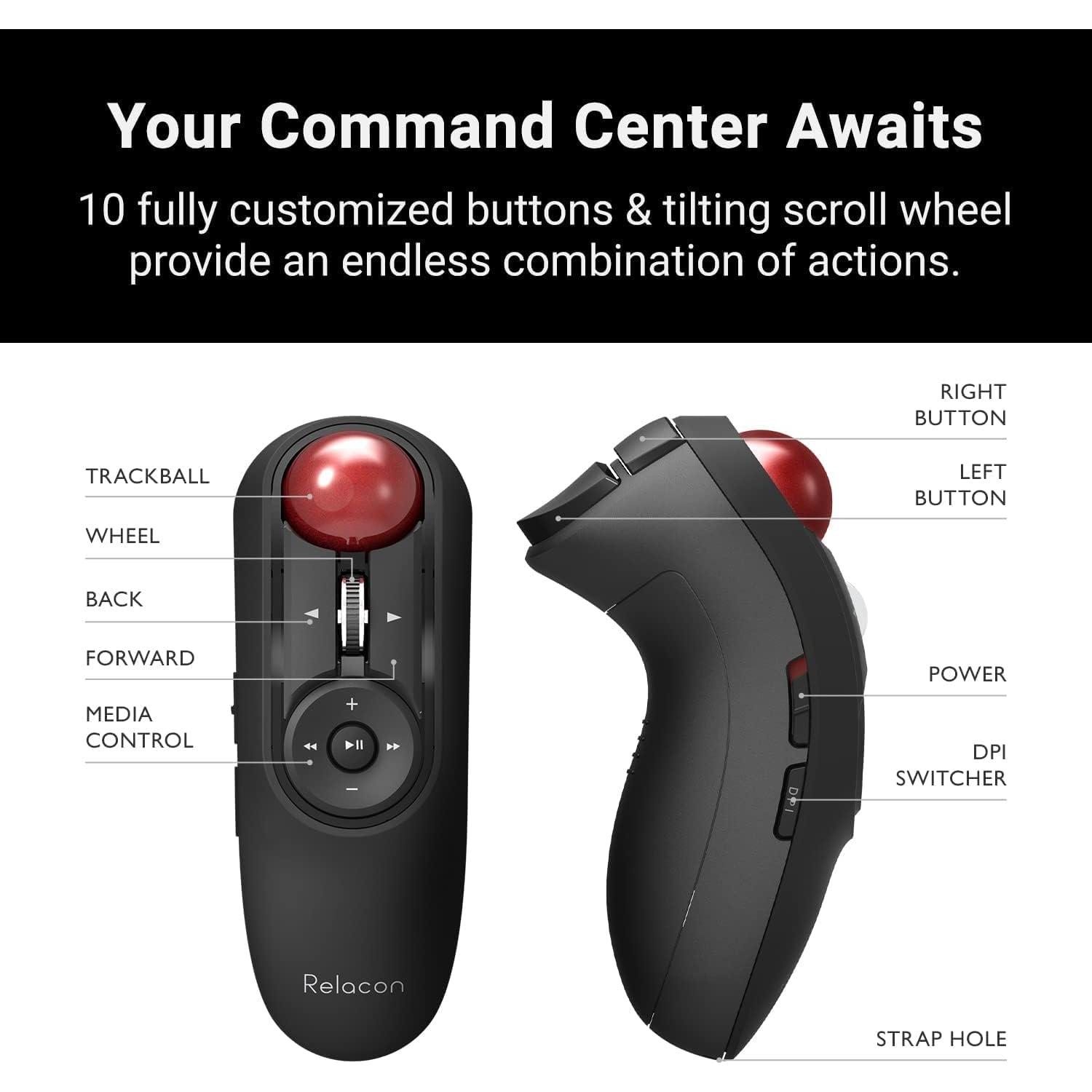 Ratón Trackball ELECOM Relacon Inalámbrico 2.4GHz Ergonómico