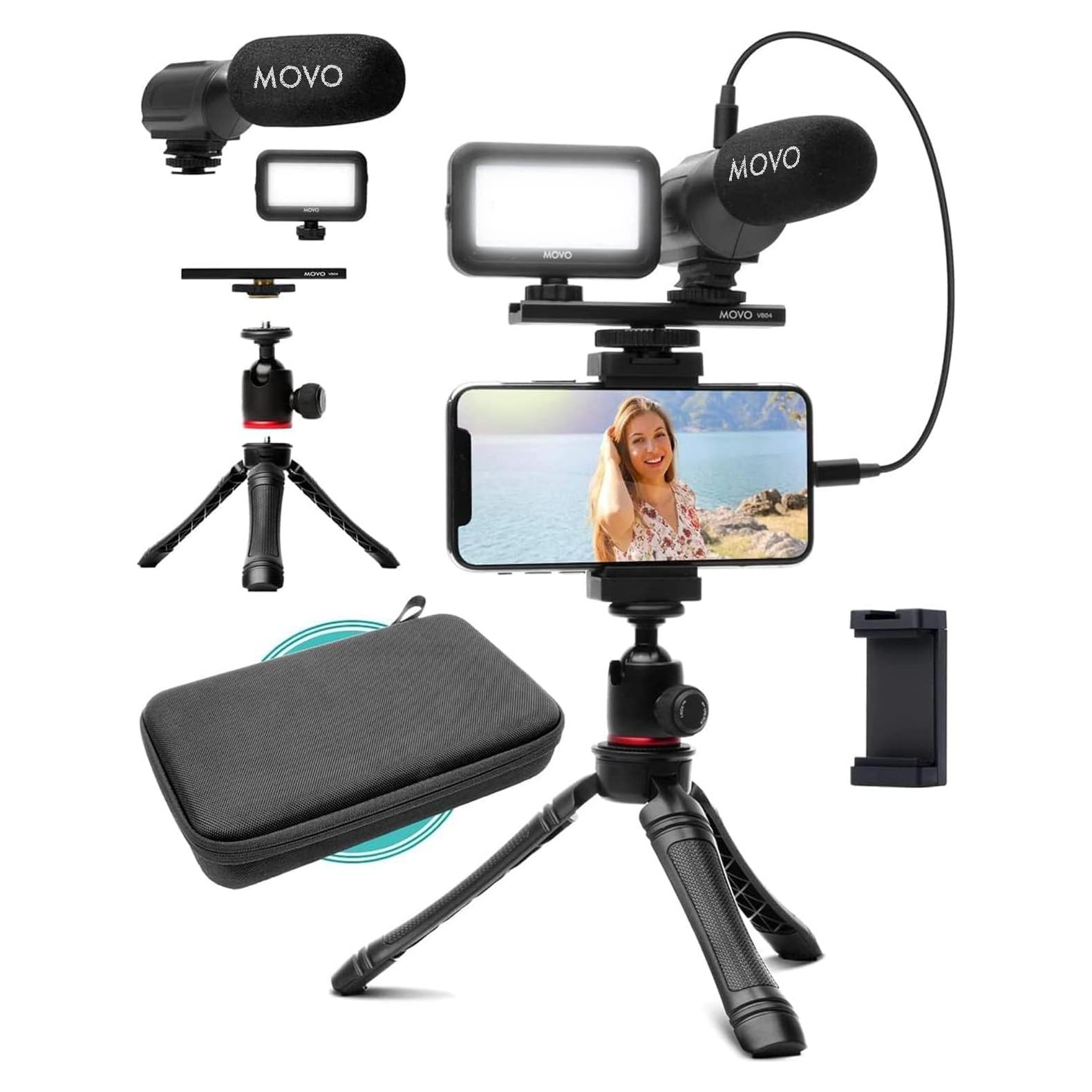 Kit de Vlogging Movo iVlogger para iPhone - Micrófono y Luz LED