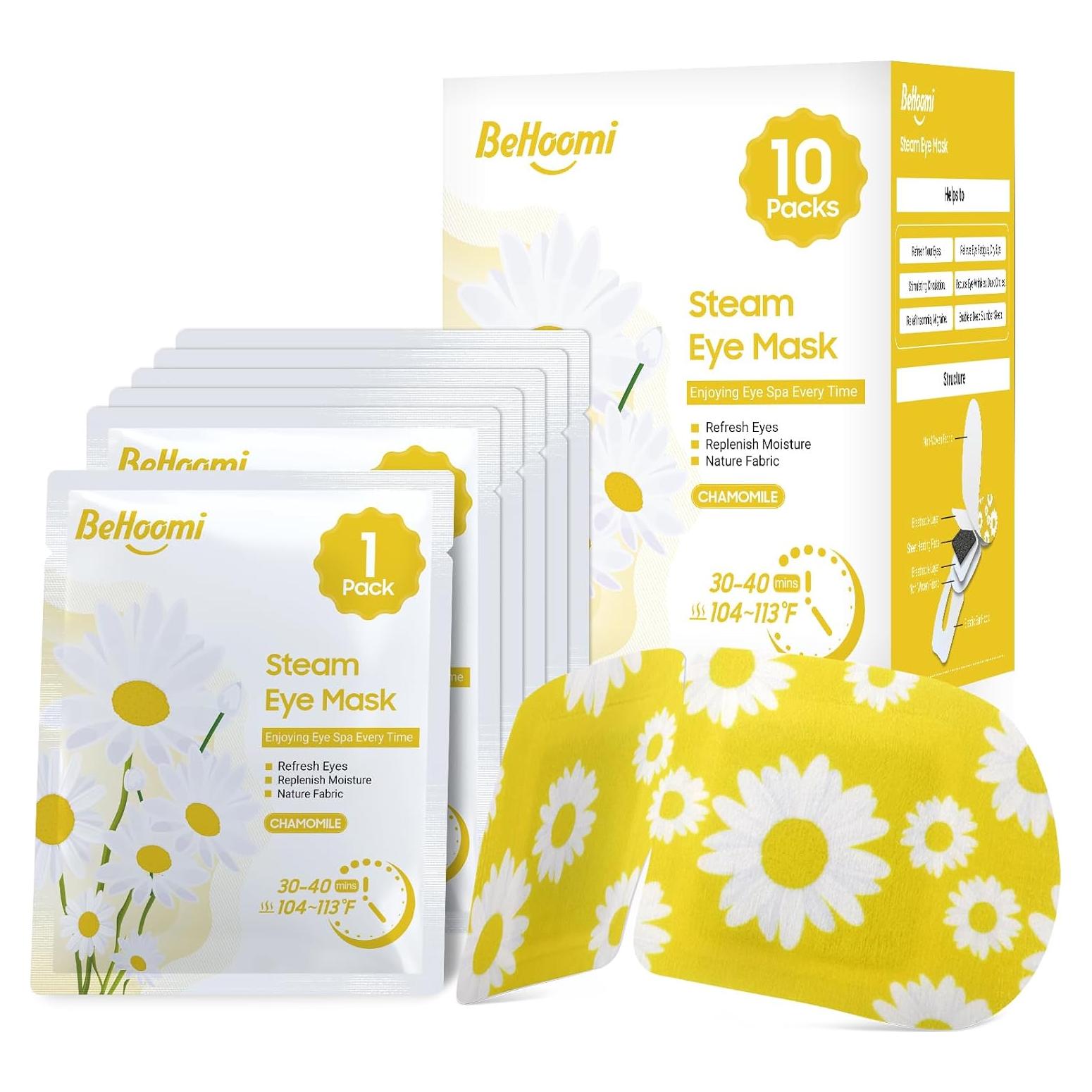 Máscara de Ojos Calentada BeHoomi 10 Paquetes Aroma Manzanilla