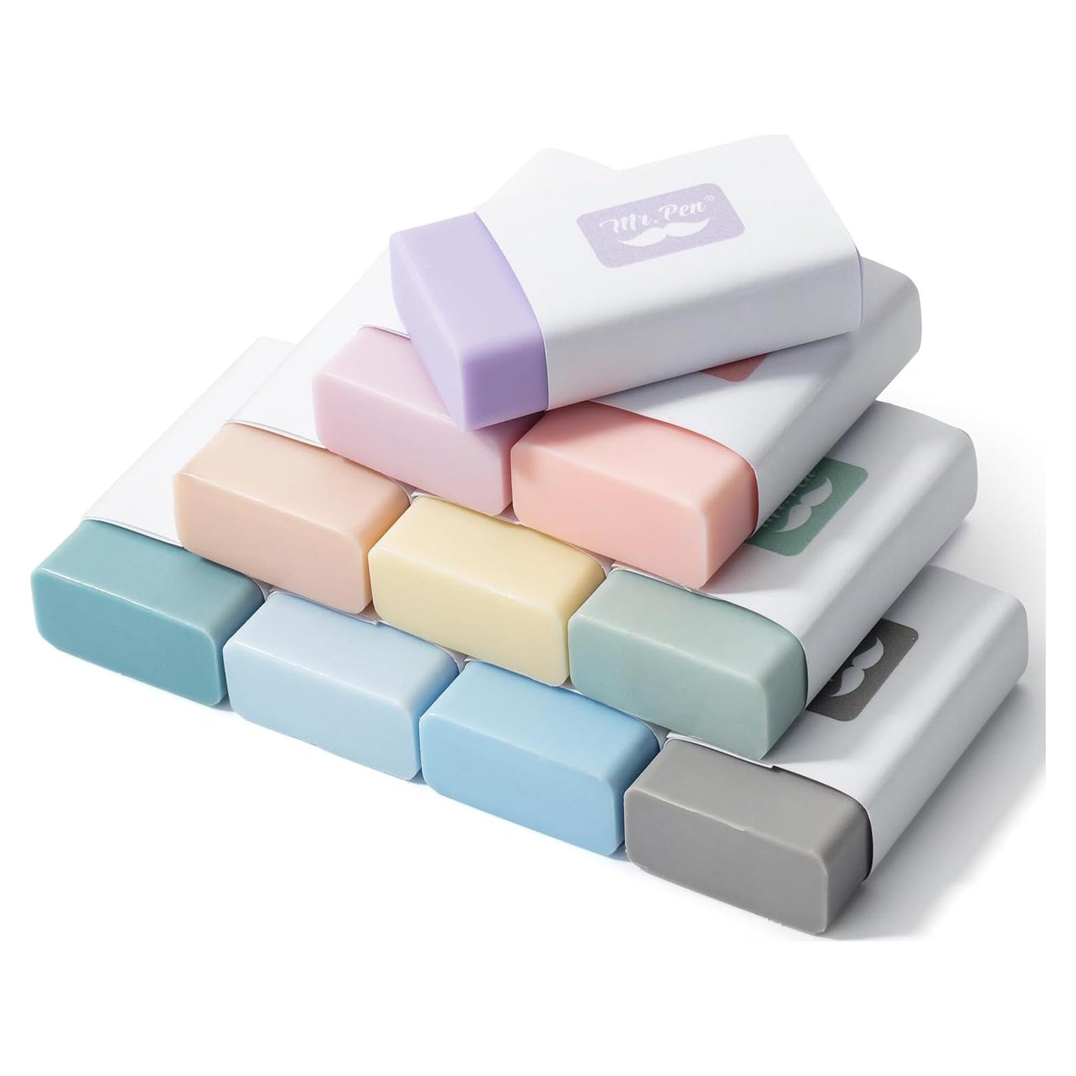 Gomas de Borrar Mr. Pen - 10 Paquete Colores Morandi