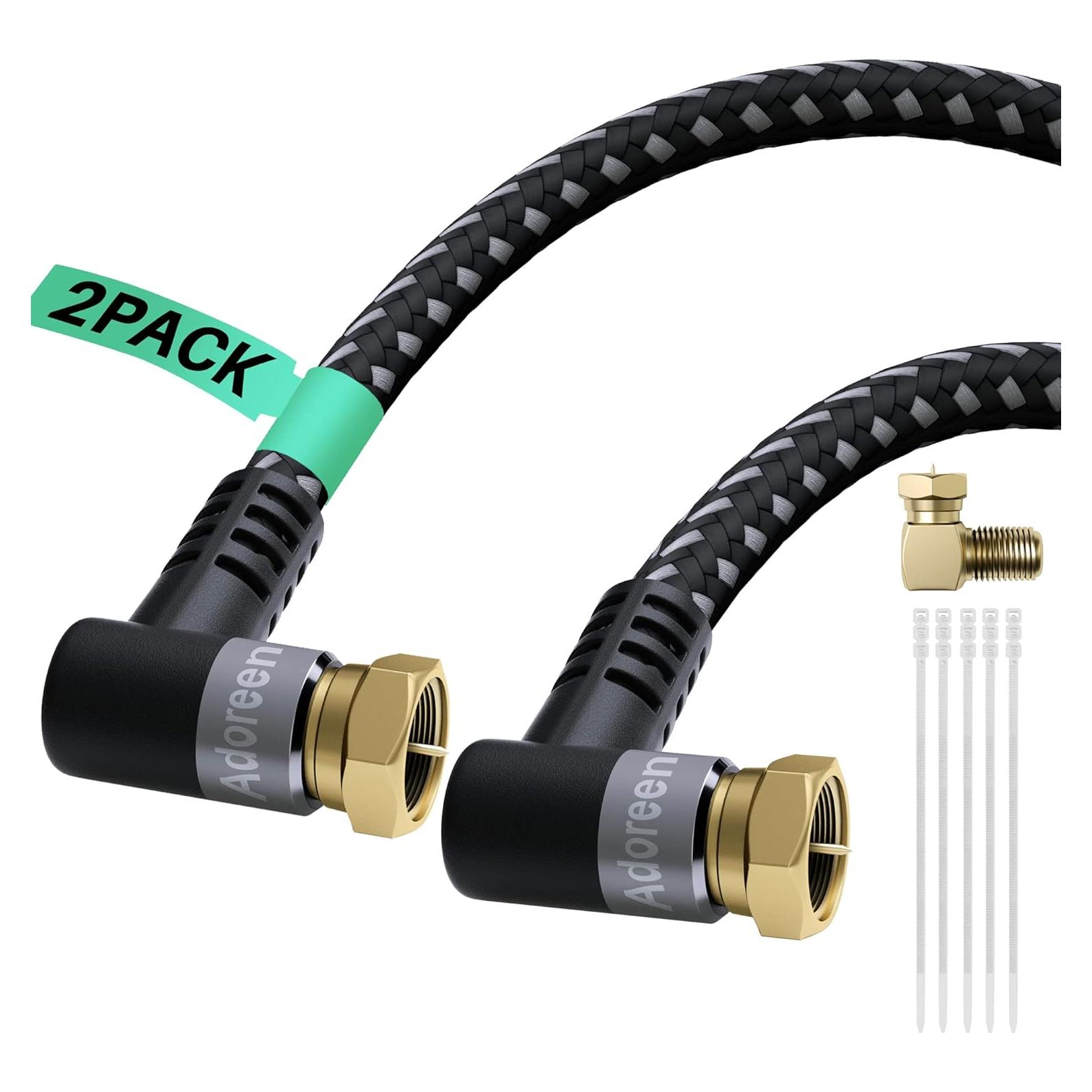 Cable Coaxial Adoreen RG6 1.5 pies Cuádruple Blindado 90°