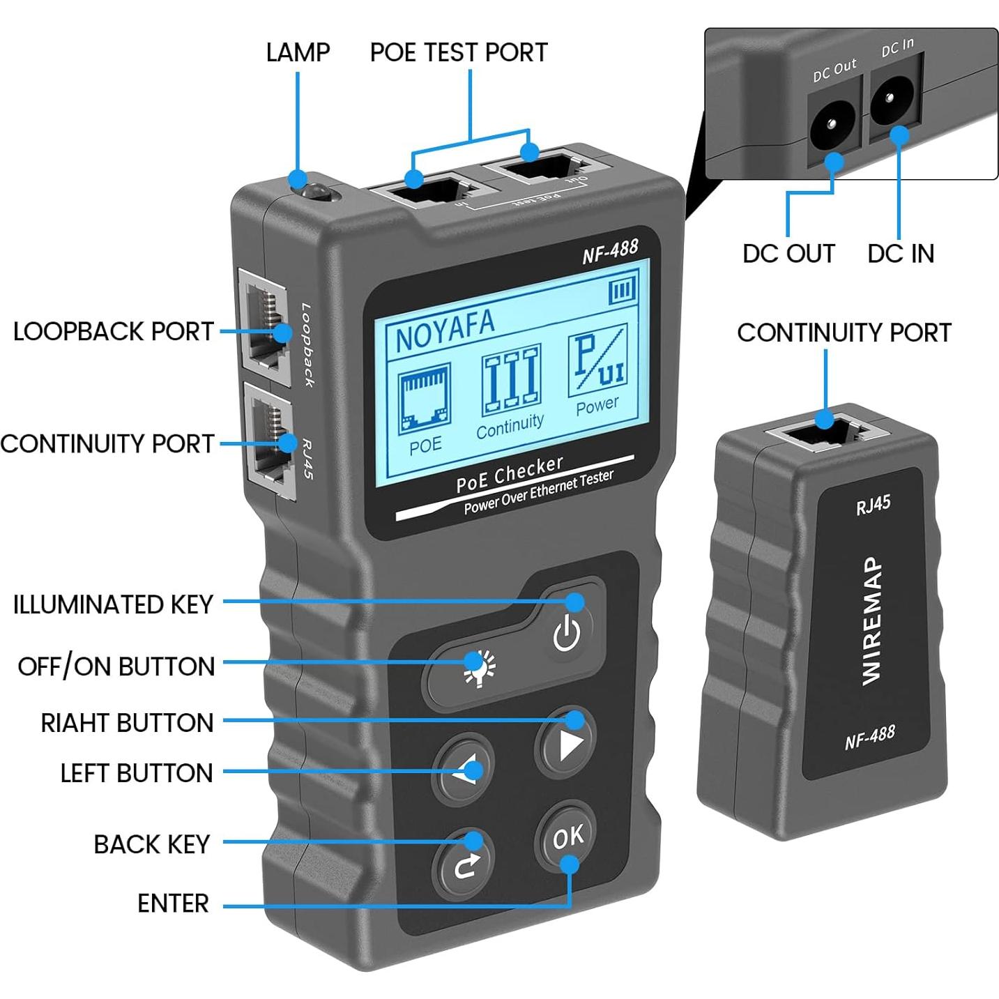 Probador de Cable de Red VXSCAN NF-488 Multifuncional CAT5e/CAT6