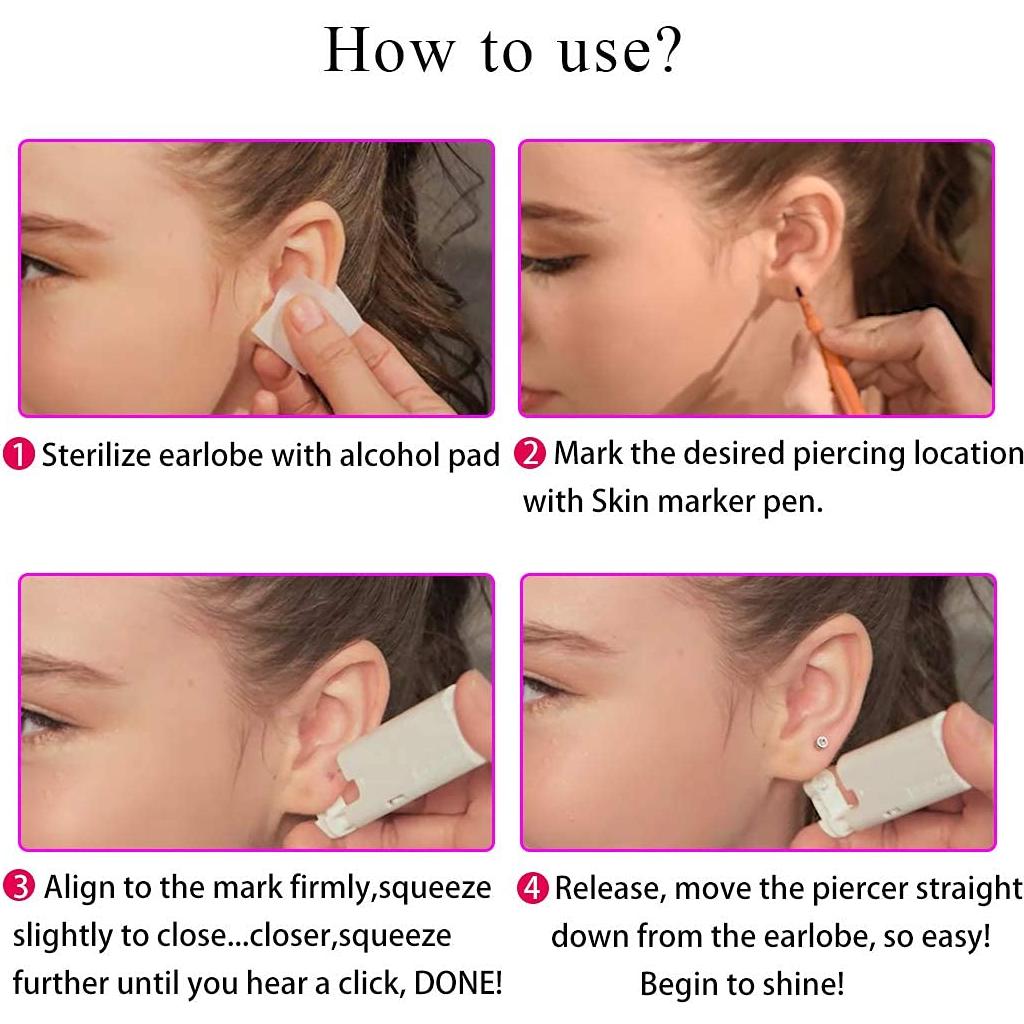 Kit de Perforación de Orejas Firstomato 2 Piezas Oro 24K