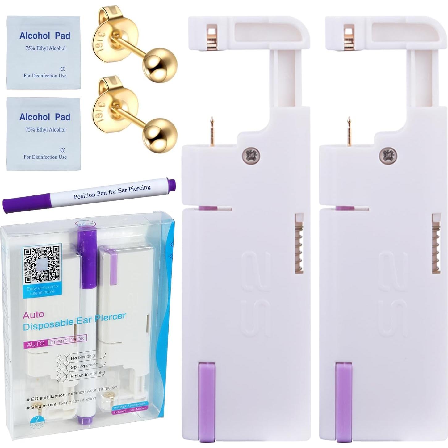 Kit de Perforación de Orejas Firstomato 2 Piezas Oro 24K