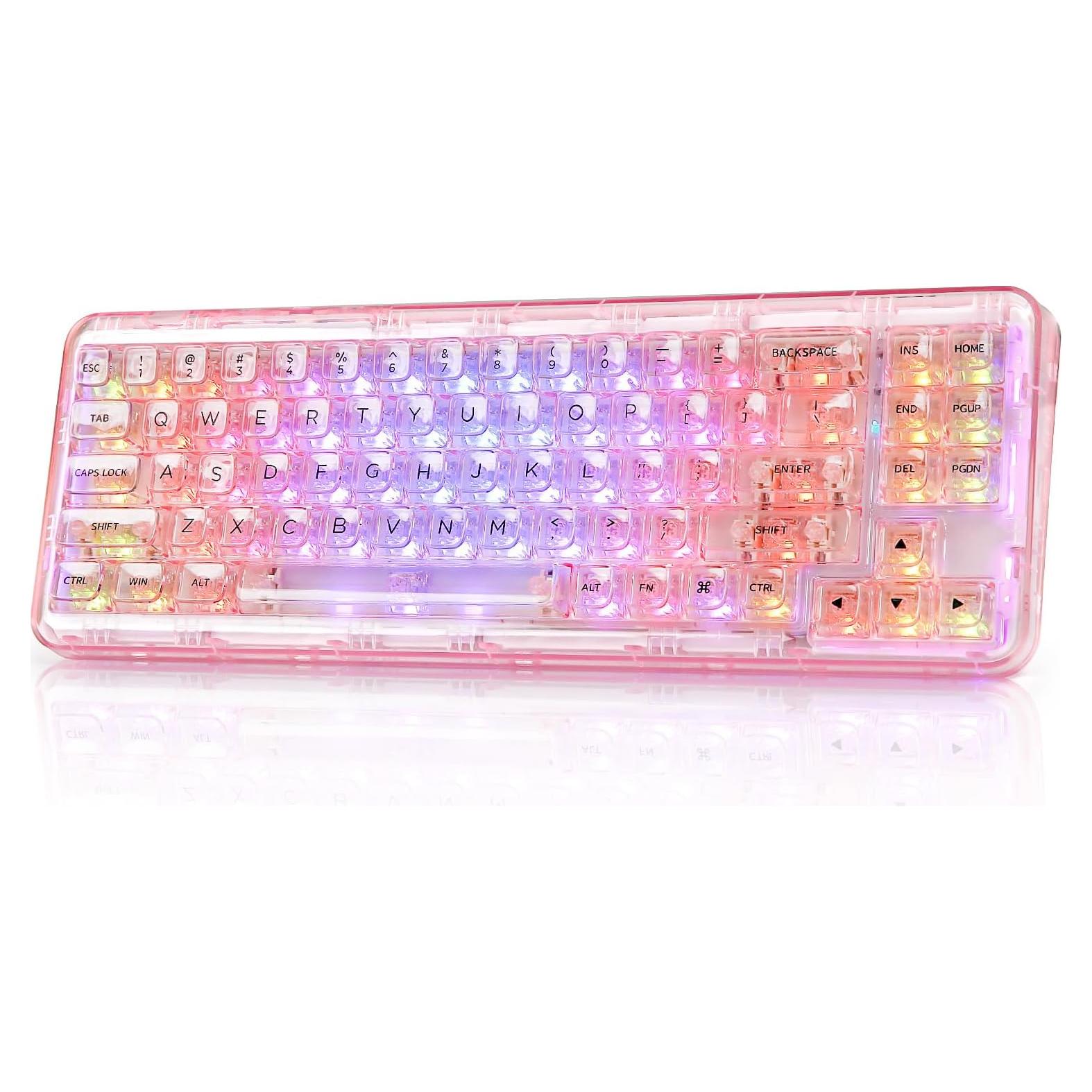 Teclado Mecánico Inalámbrico YUNZII X71 RGB 68% Rosa