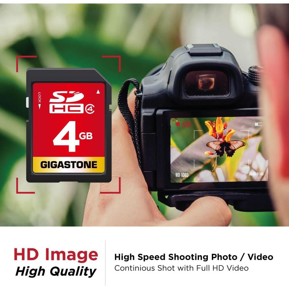 GIGASTONE 4GB Tarjeta SDHC Clase 4 Paquete de 5 con Estuches