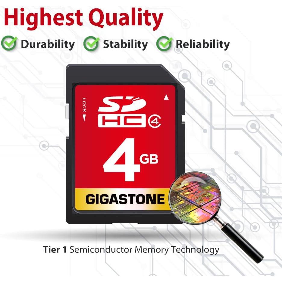 GIGASTONE 4GB Tarjeta SDHC Clase 4 Paquete de 5 con Estuches