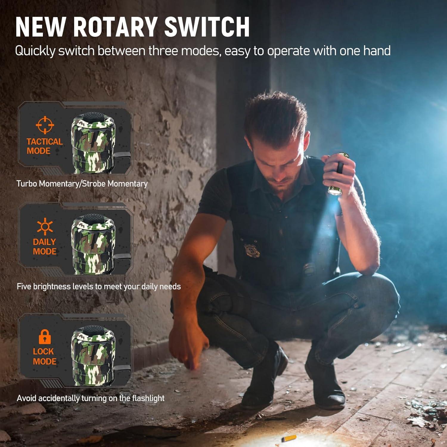 Linterna Táctica LED Wurkkos TD07 1300 Lúmenes IP68 Camuflaje