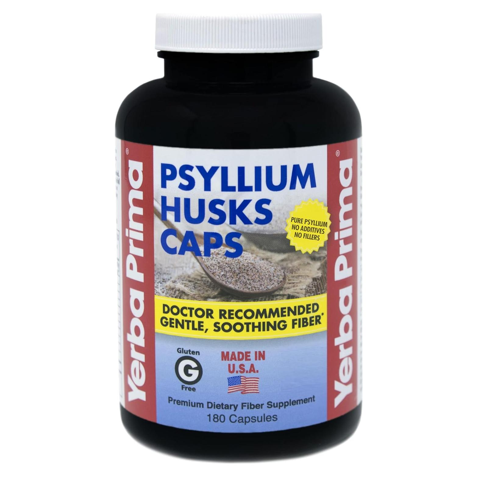 Cápsulas de Psyllium Yerba Prima 625 mg 180 Unidades - Fibra Dietética