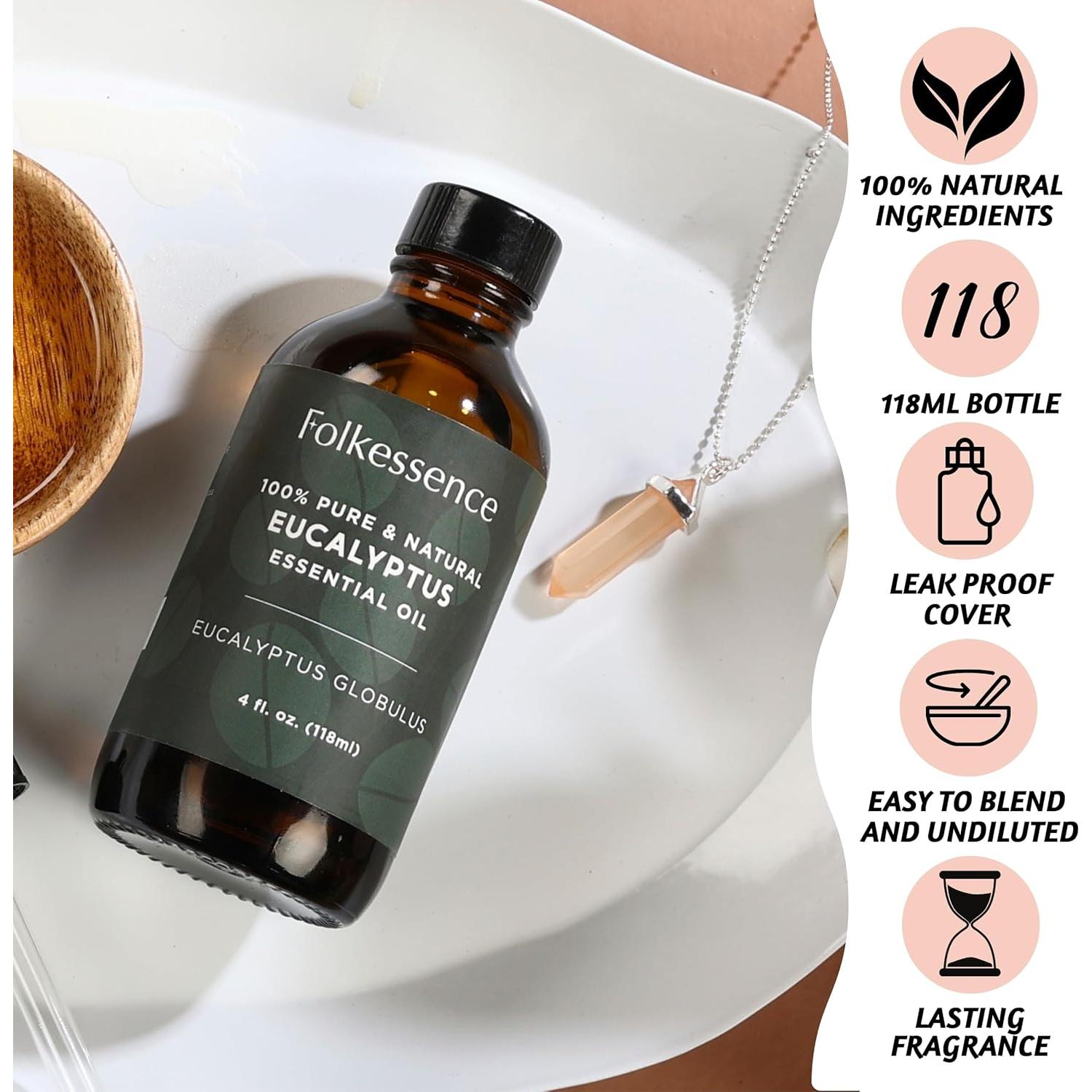 Aceite Esencial de Eucalipto Folkulture 118 ml - 100% Puro y Natural