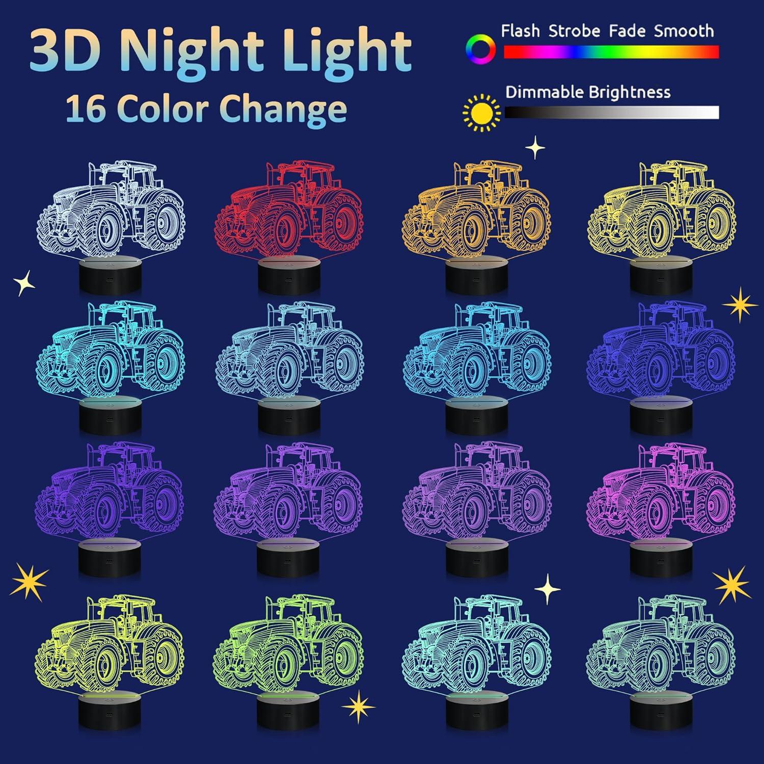 Lámpara Nocturna 3D Attivolife Tractor Multicolor Regulable