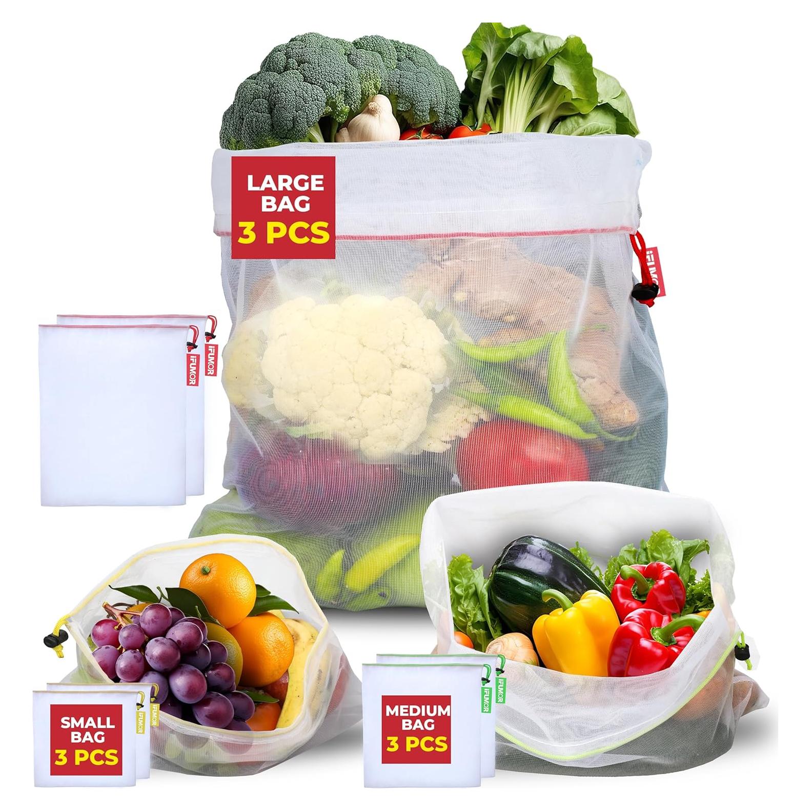 Paquete de 9 Bolsas de Malla Reutilizables iFUMOR Ecológicas