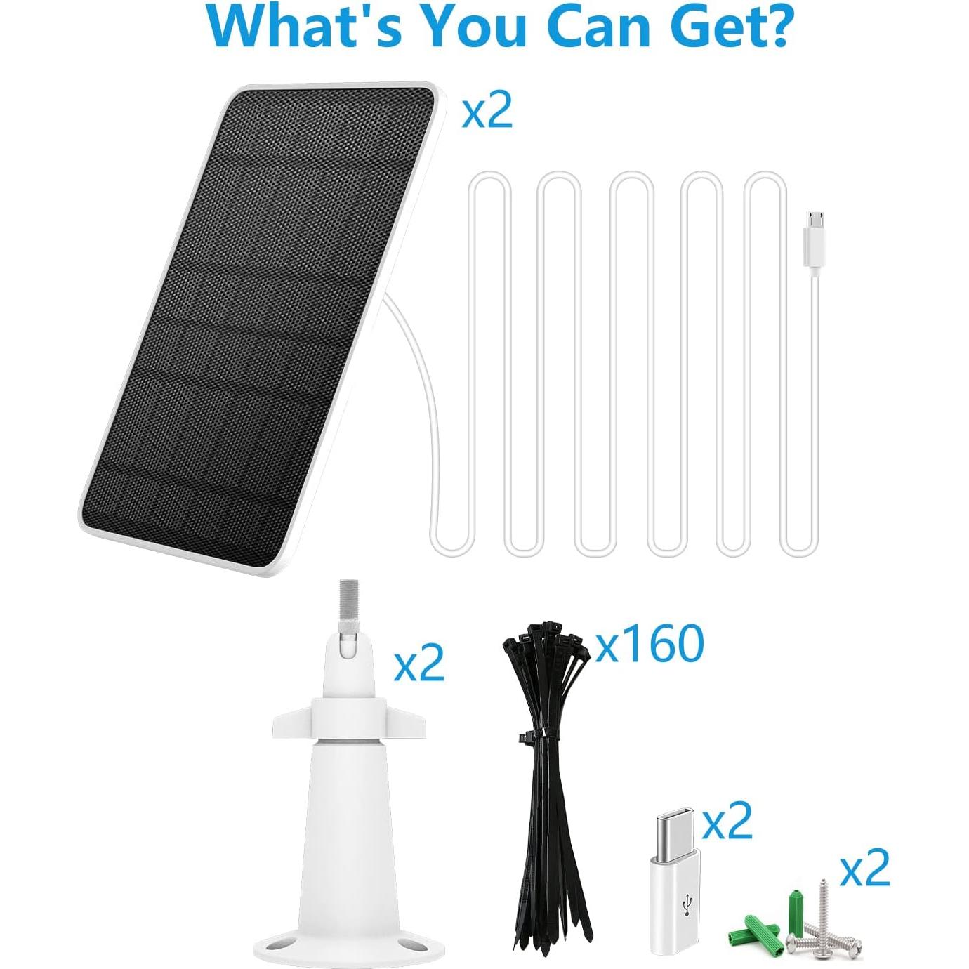 Cargador Solar WININMETA 5W para Cámaras Eufy - Paquete de 2