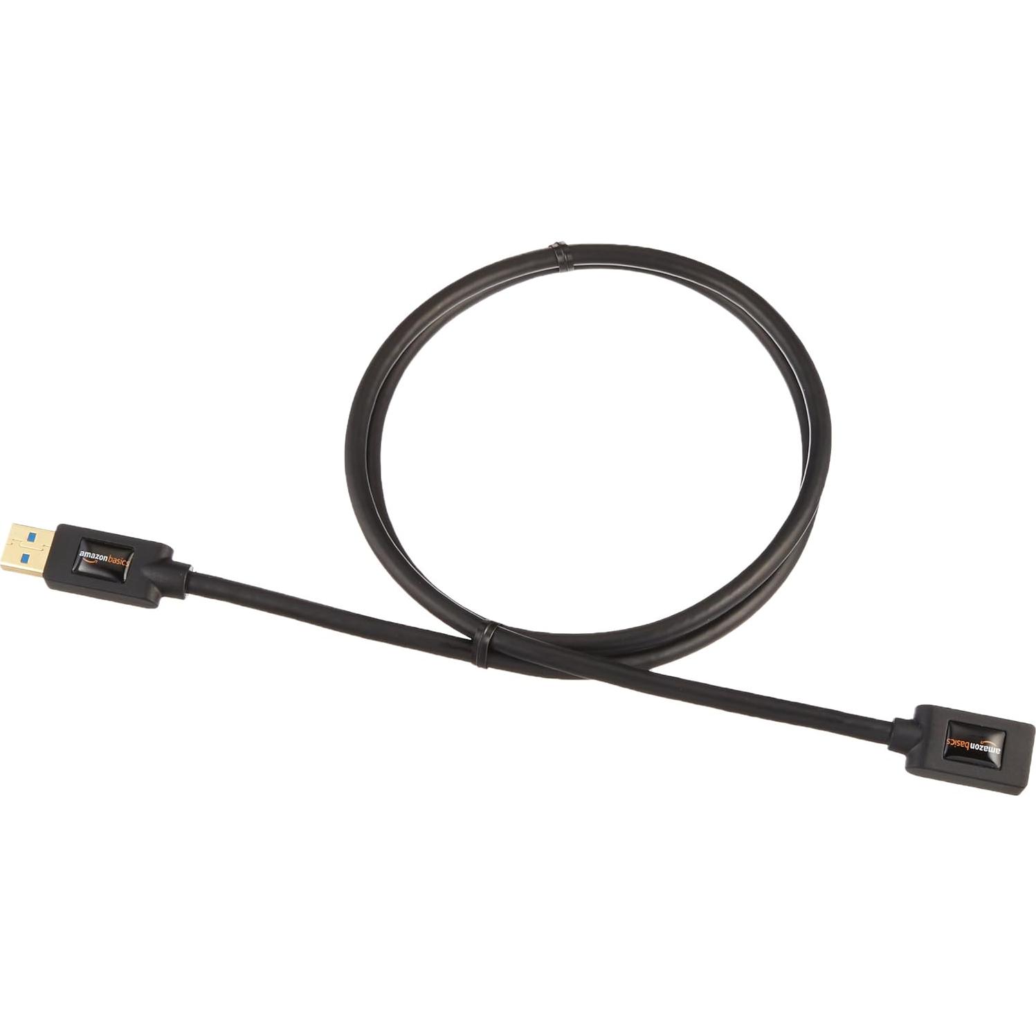 Cables de Extensión USB 3.0 Amazon Basics 0.91m Paquete de 2