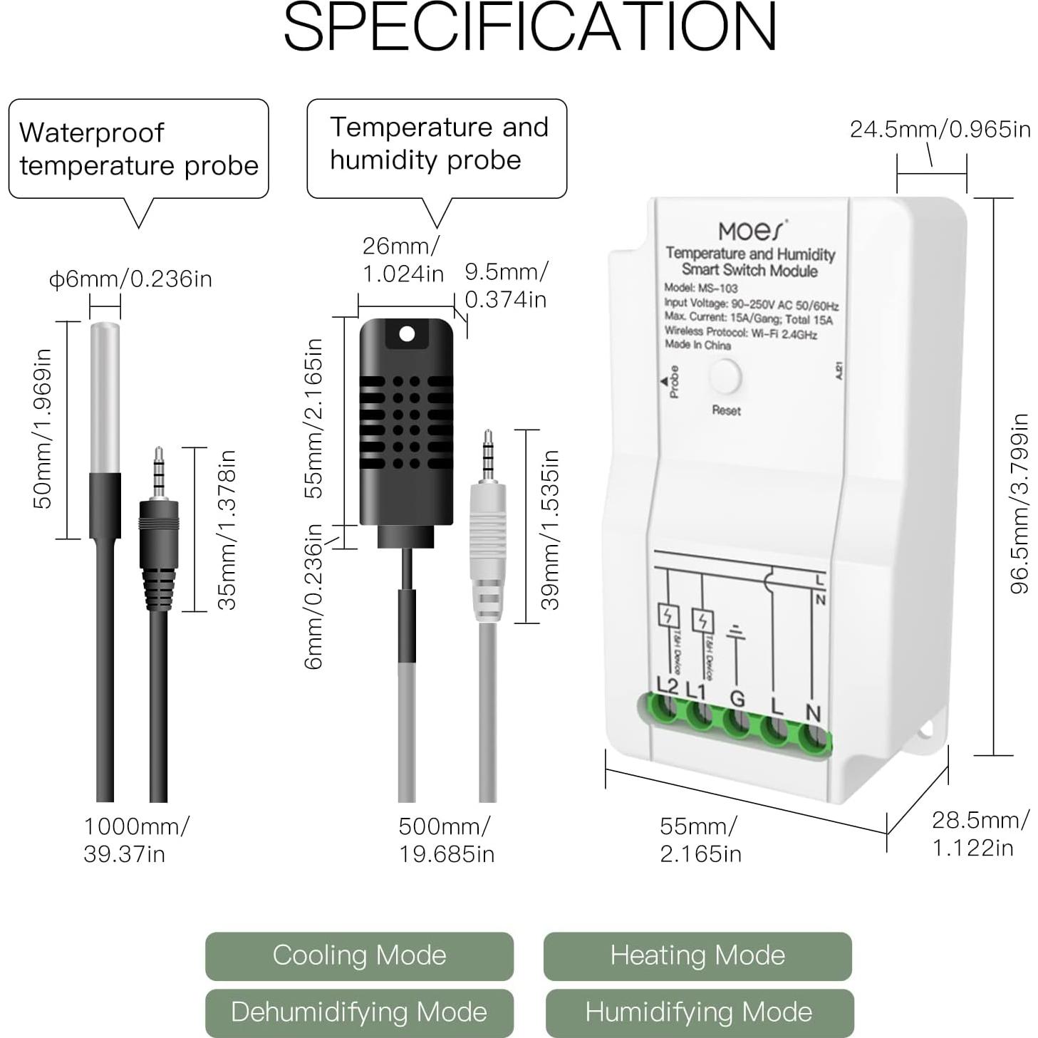 Módulo Sensor Inteligente de Temperatura y Humedad WiFi MOES