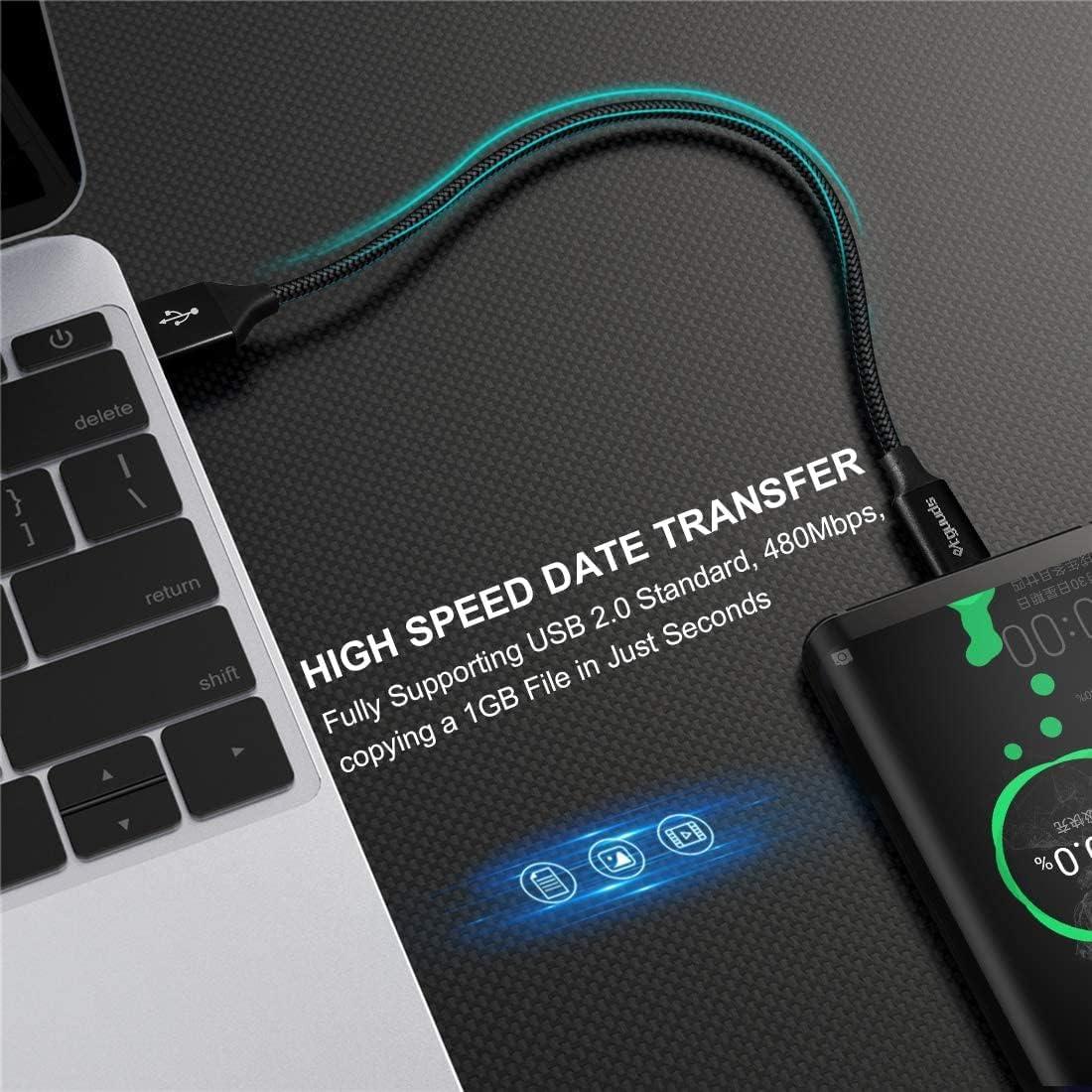 etguuds USB to USB C Cable 0.5ft, 2-Pack Short USB A to Type C Charger Cord Fast Charging for Samsung Galaxy A15 A25 A35 A55 A54, S24 S23 S22 S21 S20 S10 S10E, Note 20 10, Moto G, for iPhone 16 15