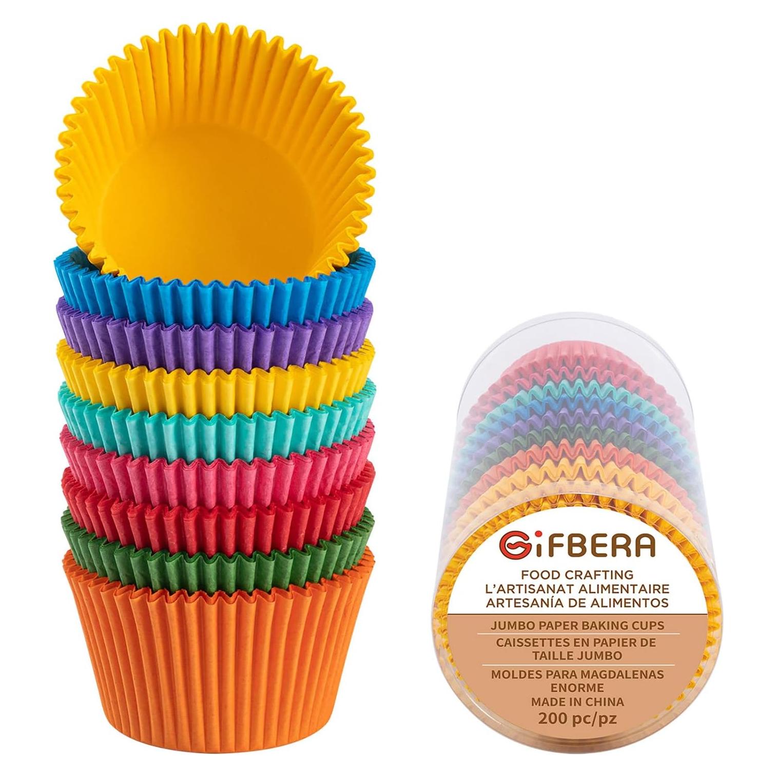 Forros para Cupcake Jumbo GiFBERA 200 Unidades Coloridos