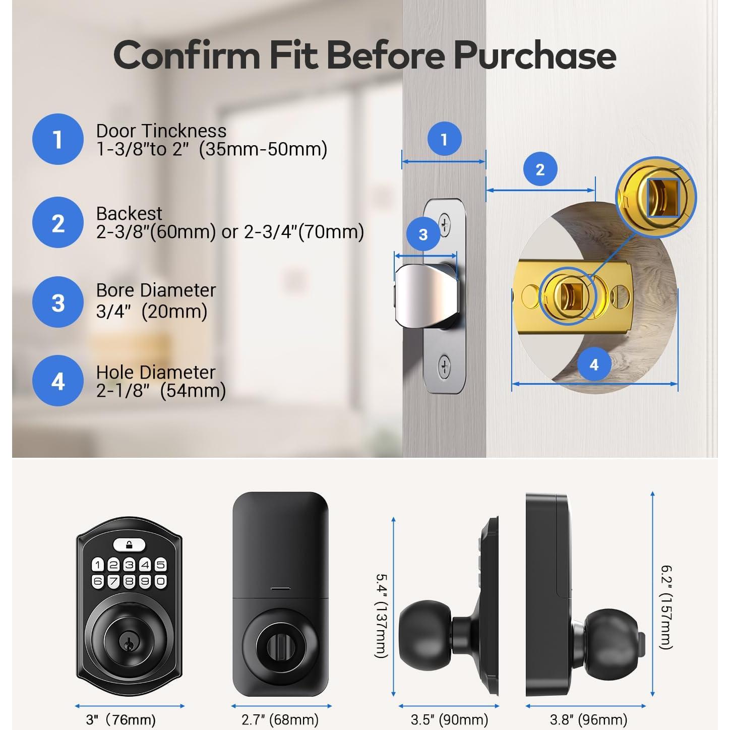 Cerradura Inteligente TEEHO TE003 con Teclado y Manija Negra