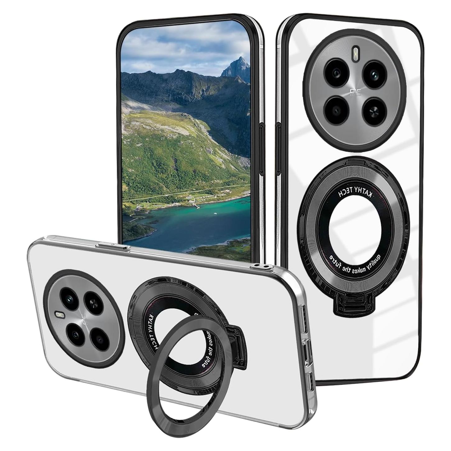 Funda Honor Magic 7 Pro Silicona Negra con Soporte Anillo