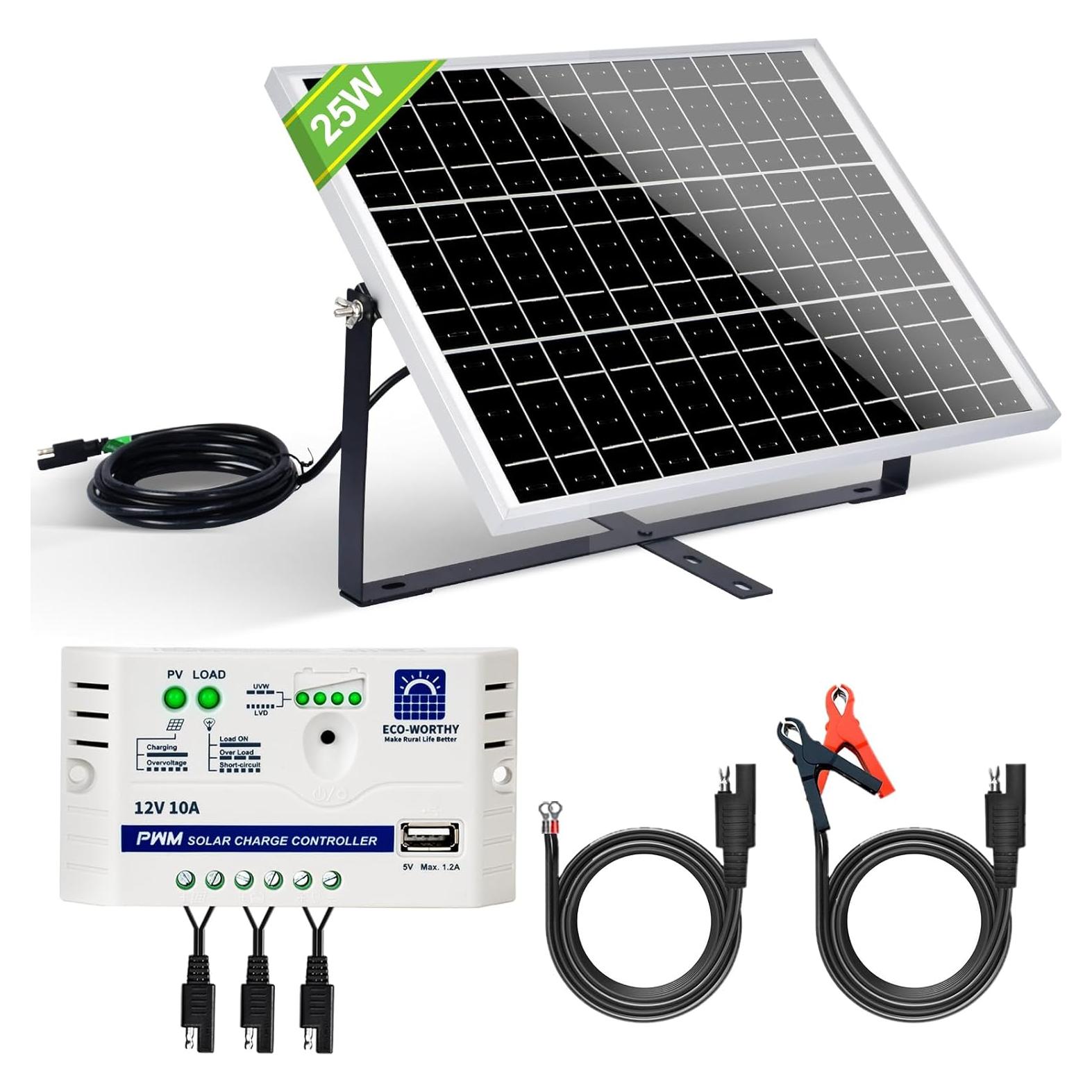 Kit Solar Off Grid ECO-WORTHY 25W 12V Panel y Controlador