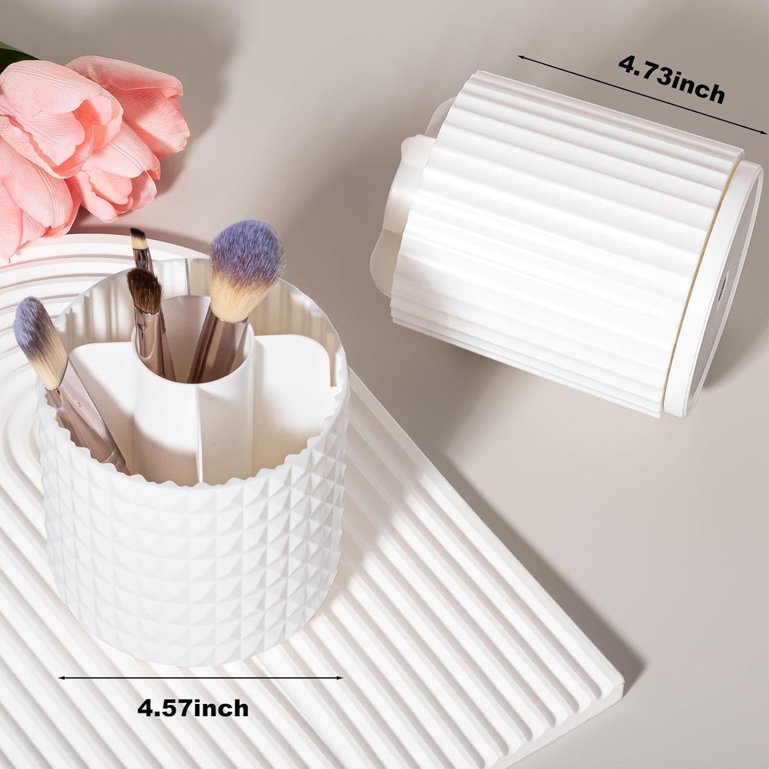 Organizador de Brochas de Maquillaje Anyoifax Blanco 360° Rotatorio