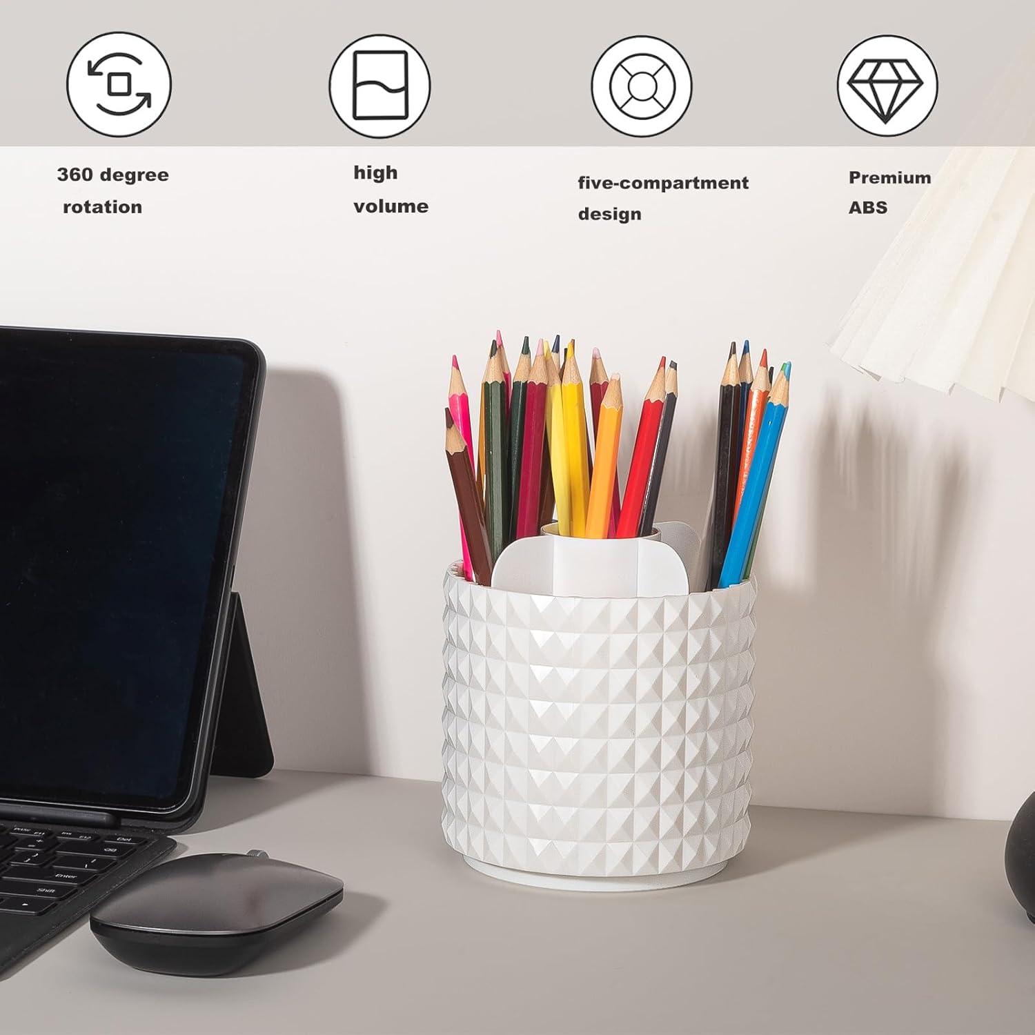 Organizador de Brochas de Maquillaje Anyoifax Blanco 360° Rotatorio