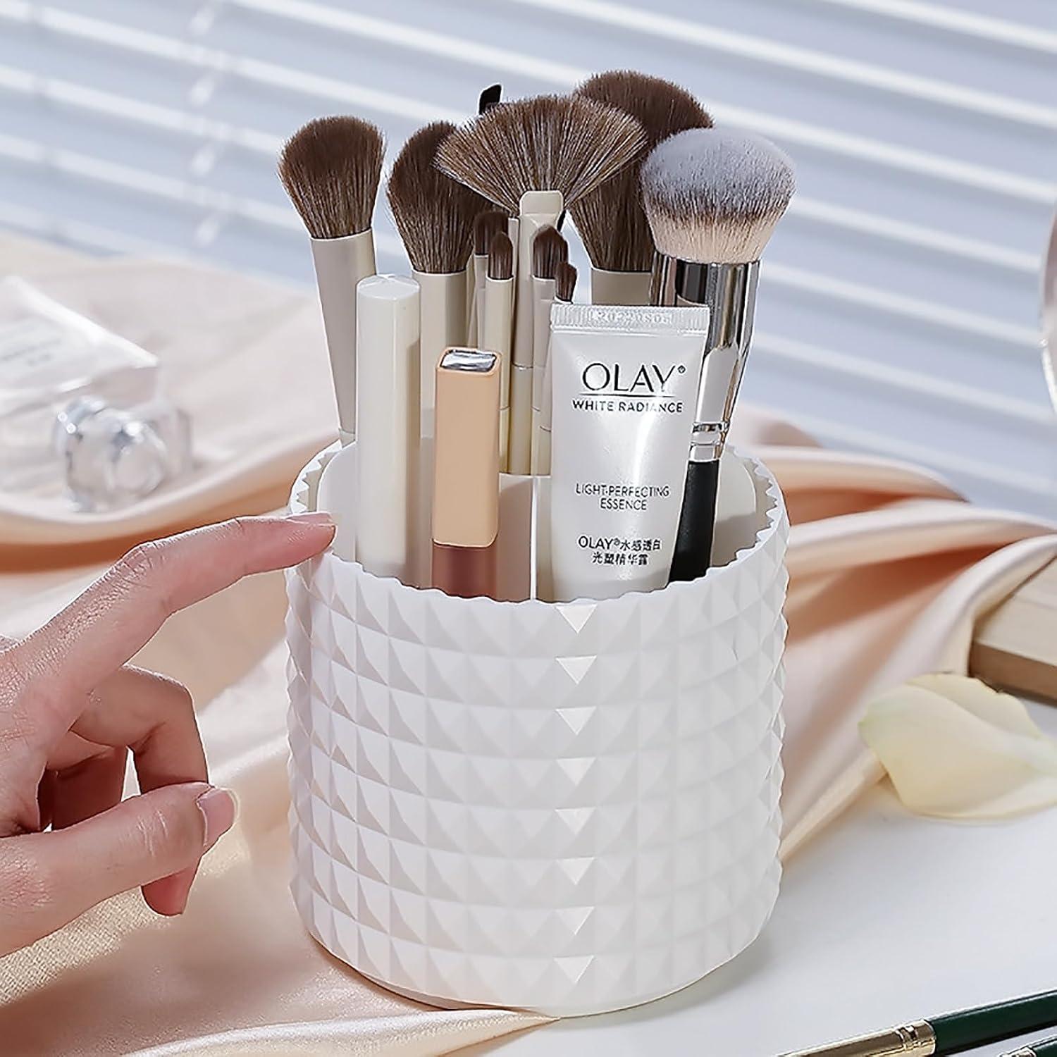 Organizador de Brochas de Maquillaje Anyoifax Blanco 360° Rotatorio