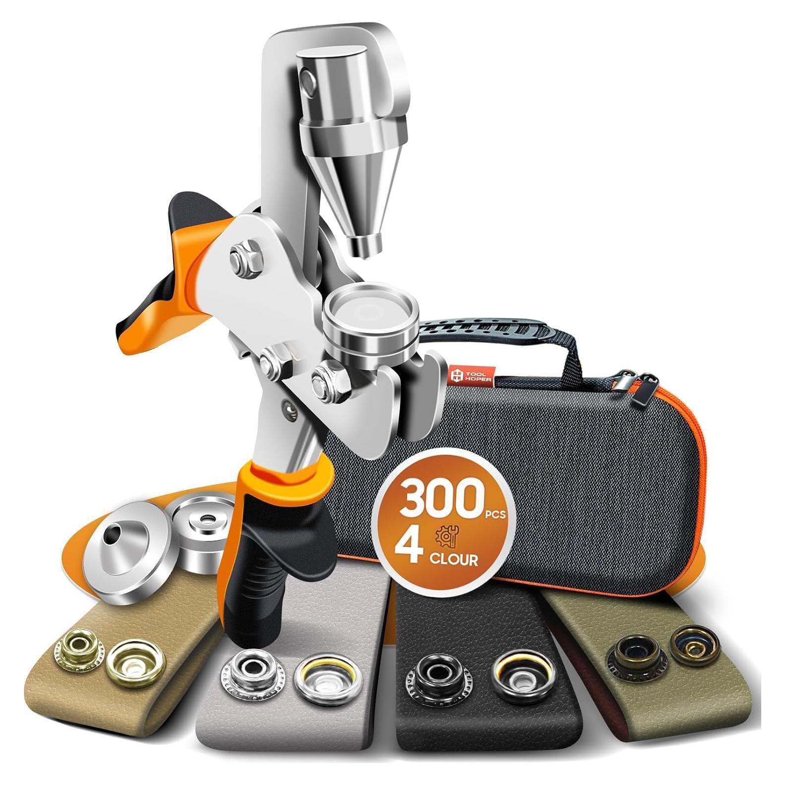 Kit de Sujetadores a Presión Toolhoper 300 Piezas 15mm Naranja