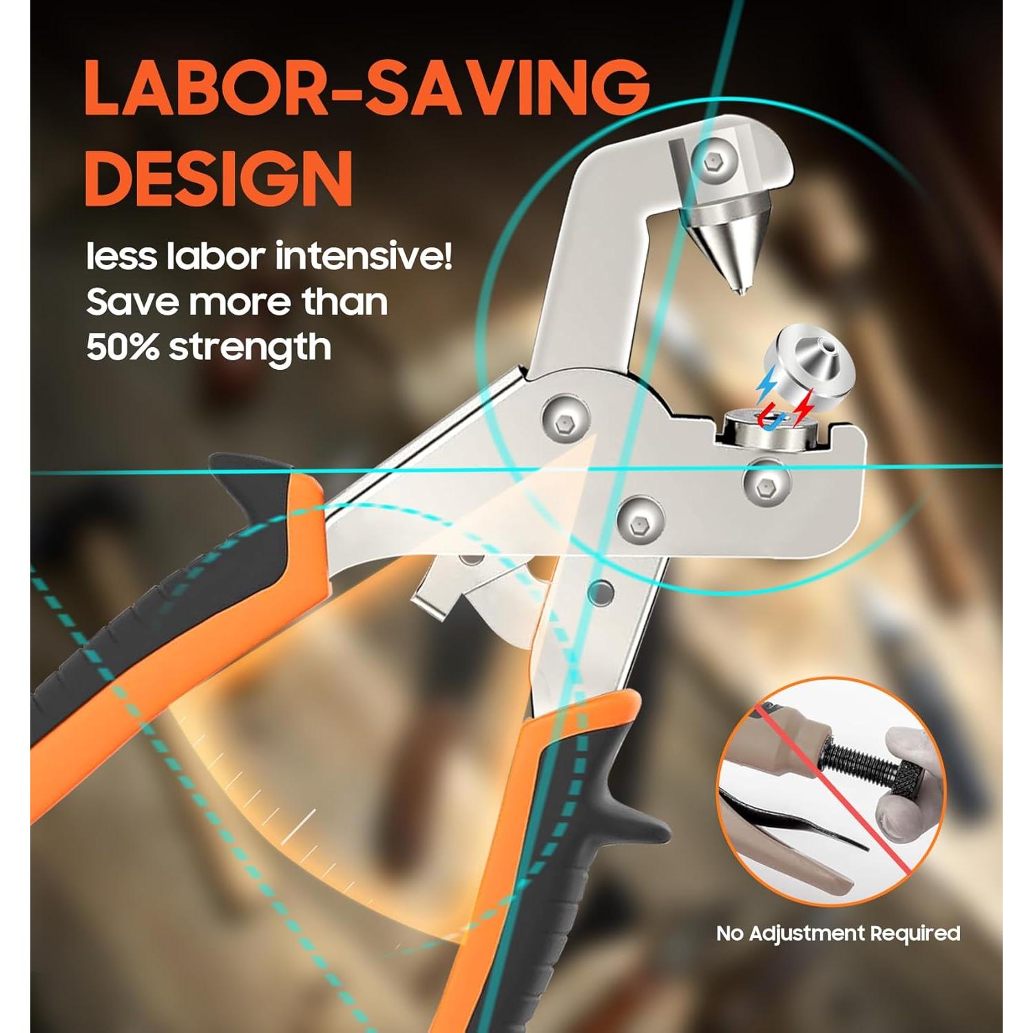 Kit de Sujetadores a Presión Toolhoper 300 Piezas 15mm Naranja