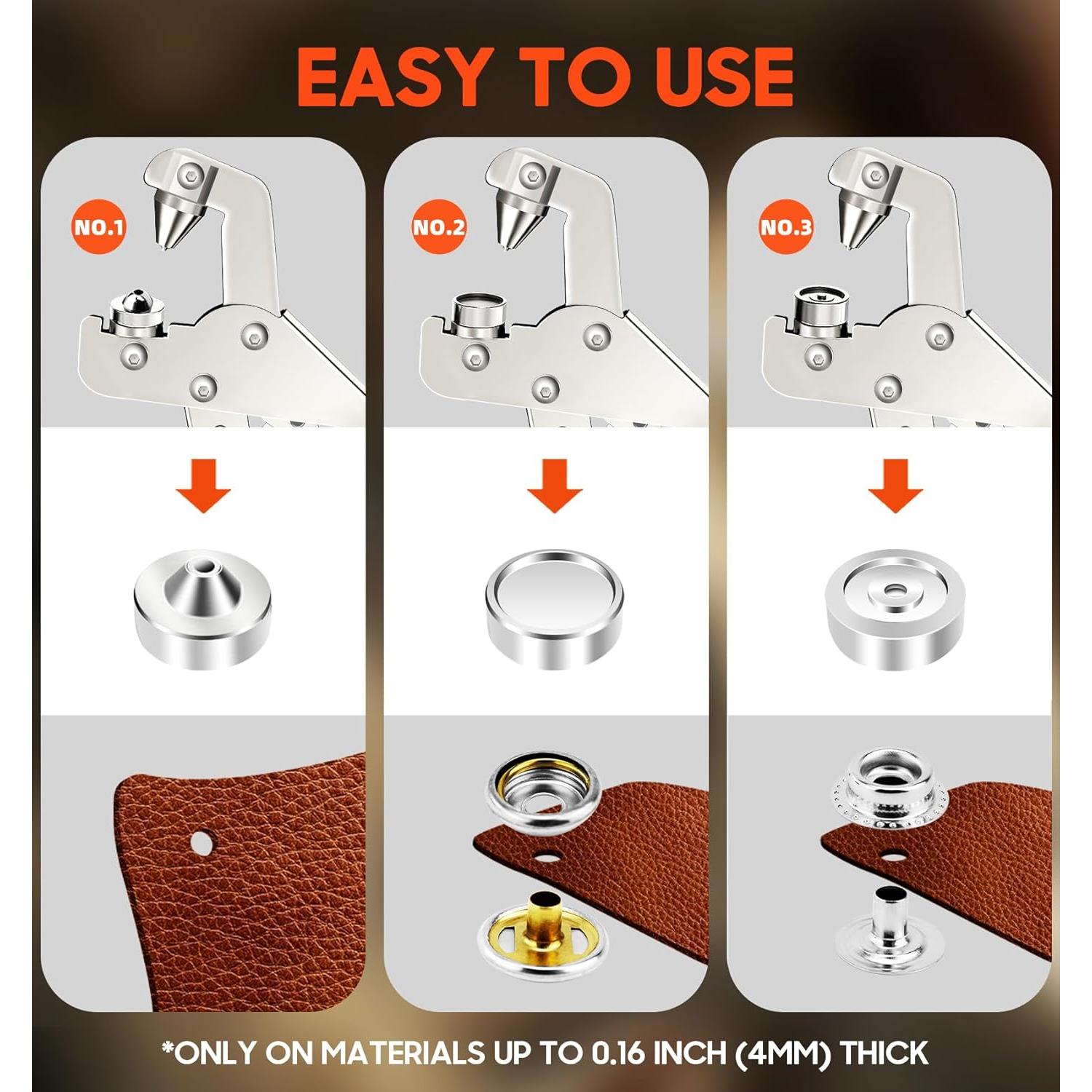 Kit de Sujetadores a Presión Toolhoper 300 Piezas 15mm Naranja