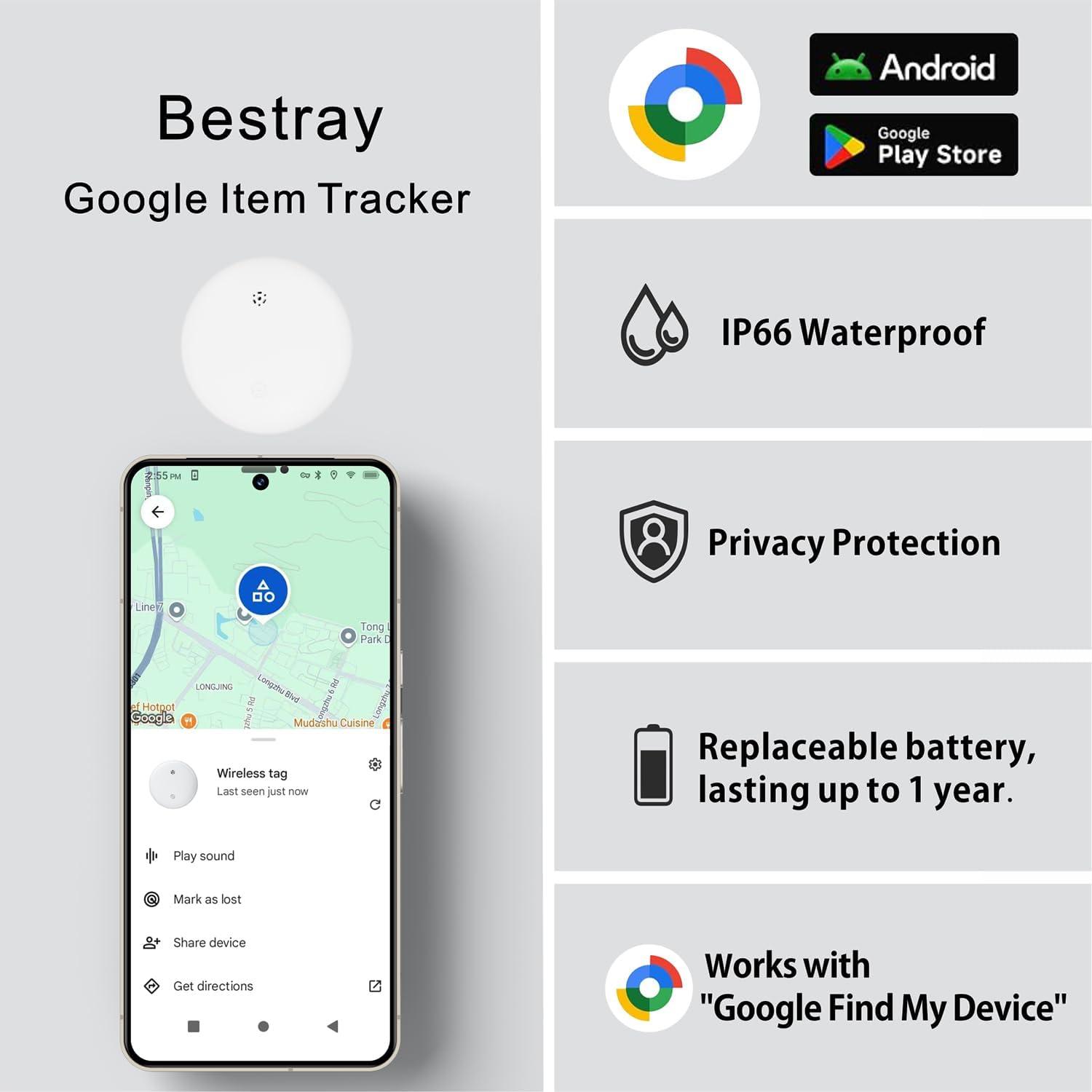 Rastreador GPS Bestray S10 para Android, Impermeable IP66