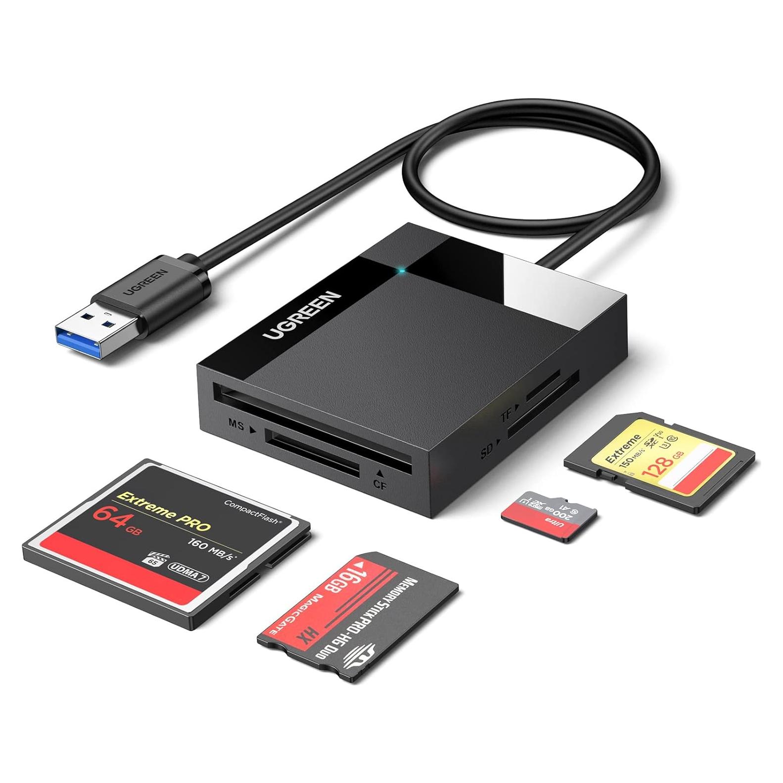 Lector de Tarjetas UGREEN USB 3.0 5Gbps 4 en 1 Negro