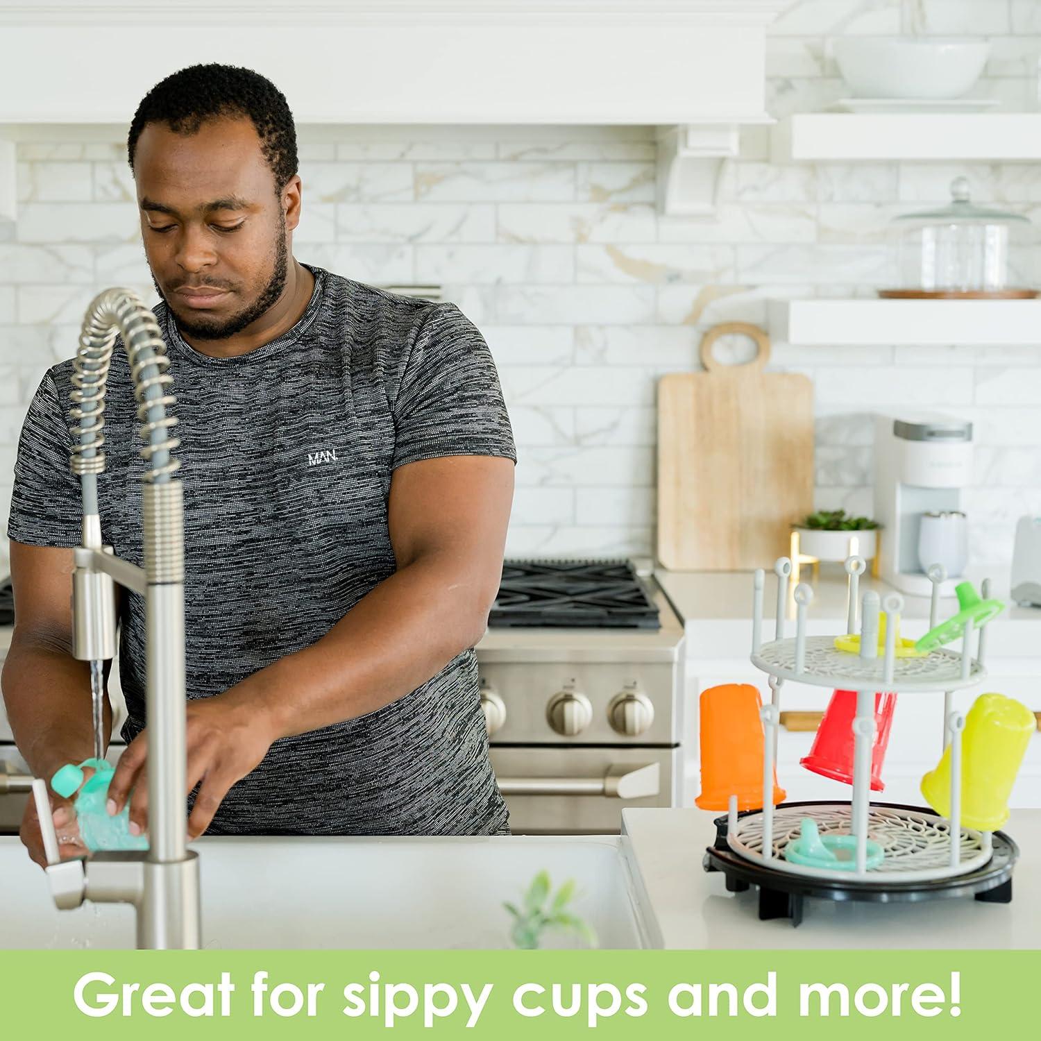 Estante de Secado de Botellas El Primer Año - Negro - 2 Niveles