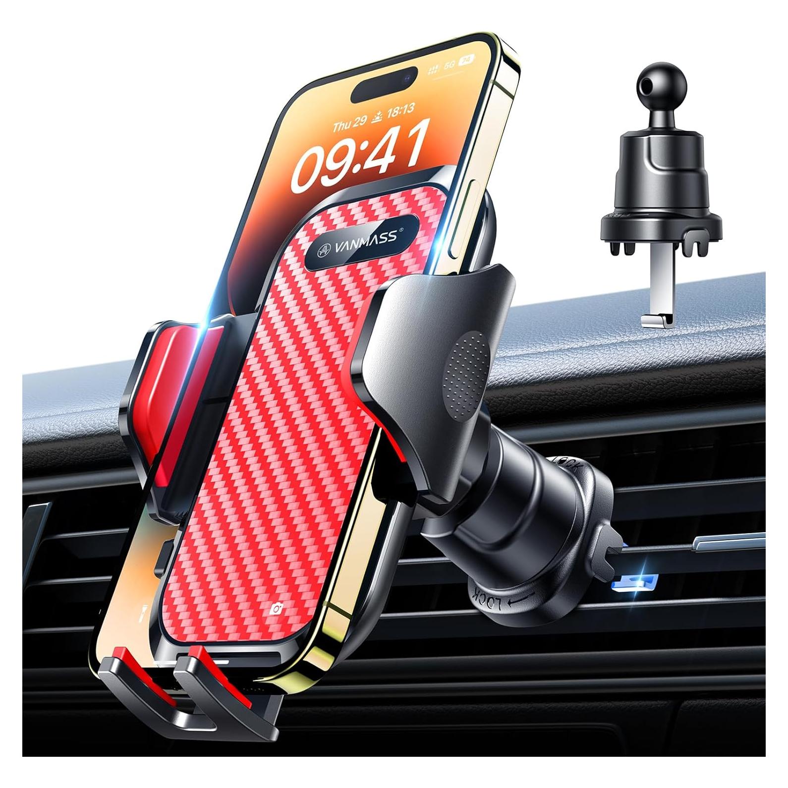 Soporte para Teléfono de Coche VANMASS CTZ11 Ajustable Rojo