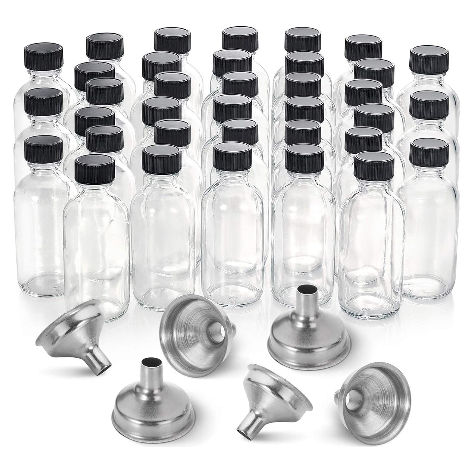 36 Botellas de Vidrio 60ml AOZITA con Tapas y Embudos