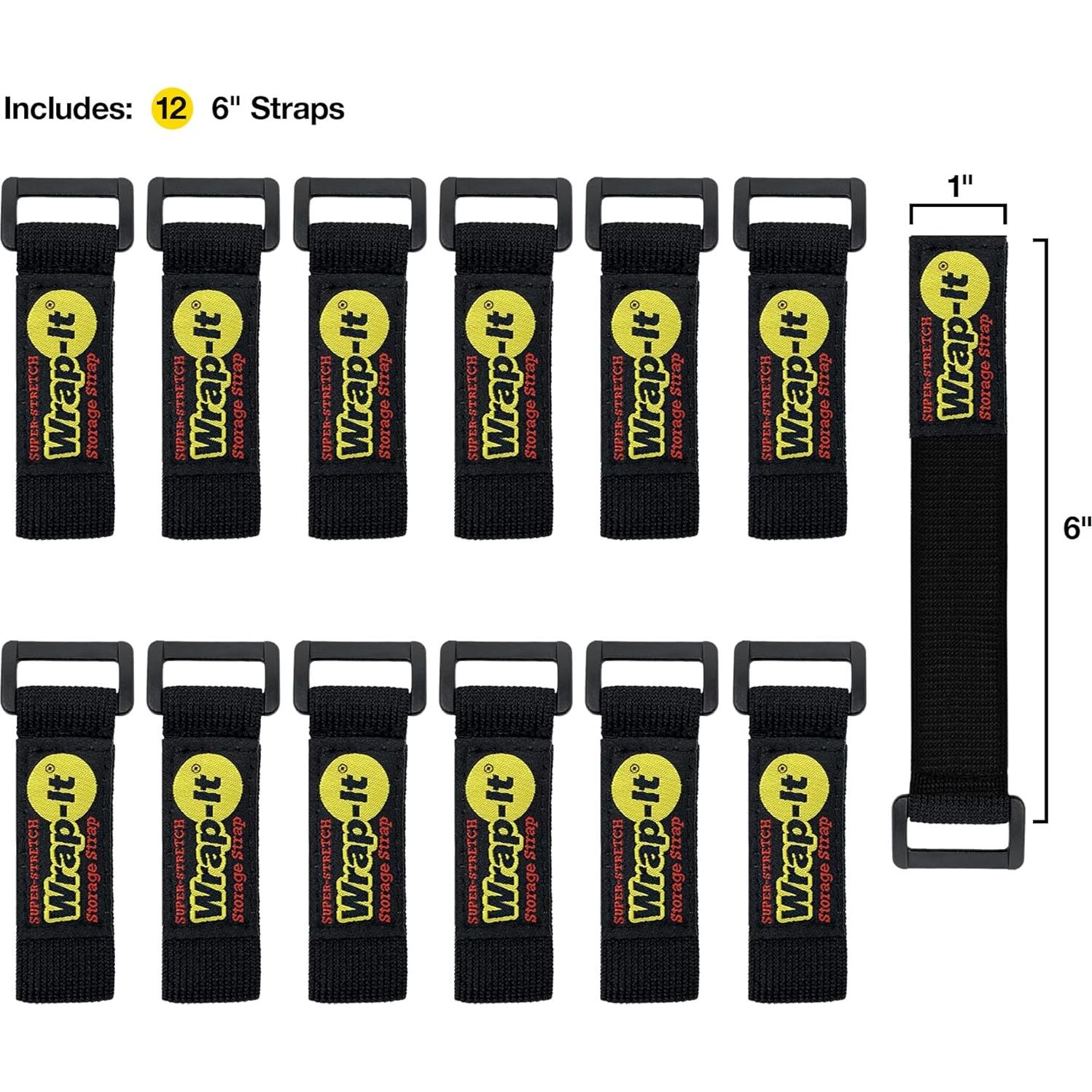 Correas de Almacenamiento Wrap-It 6" Elásticas - Paquete de 12