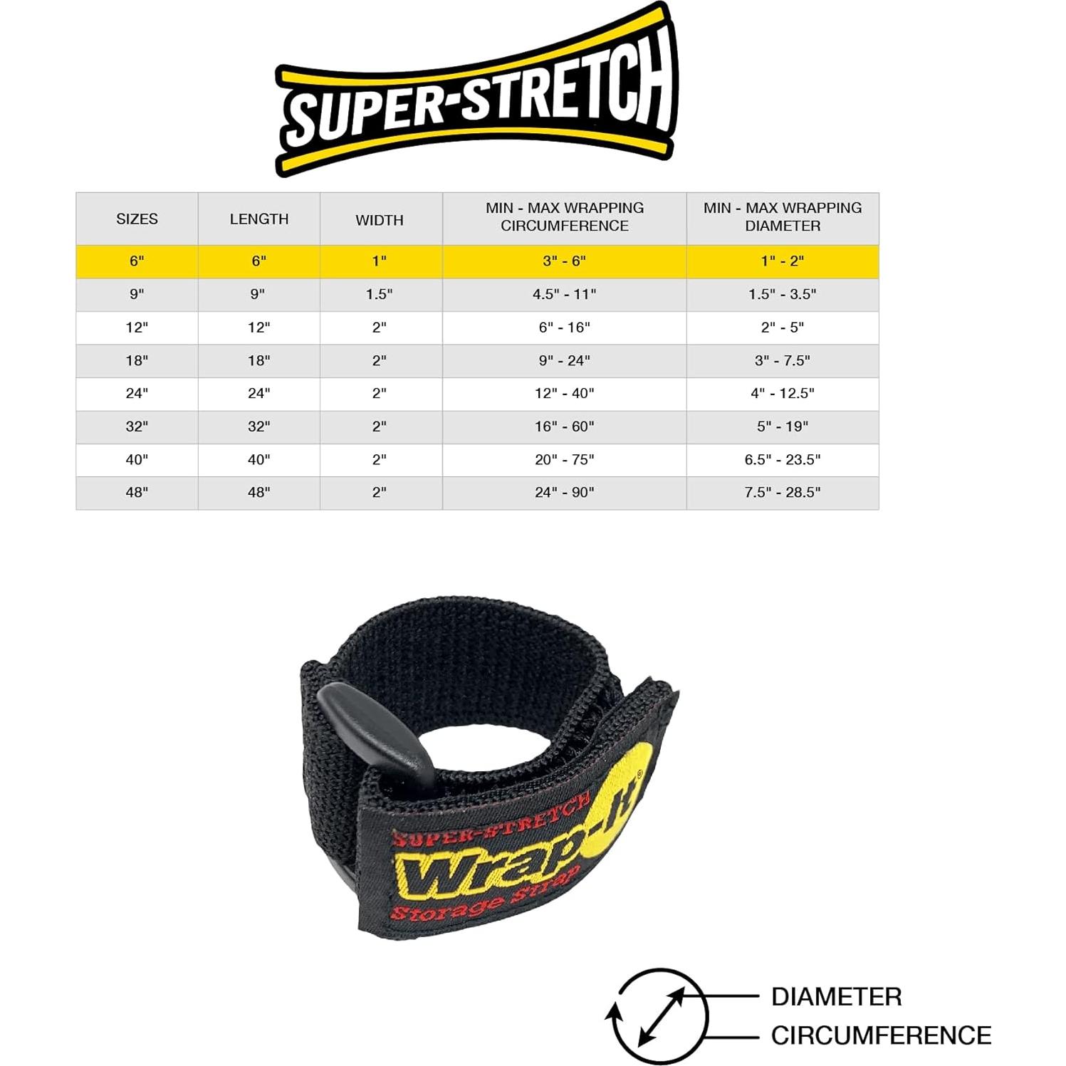 Correas de Almacenamiento Wrap-It 6" Elásticas - Paquete de 12