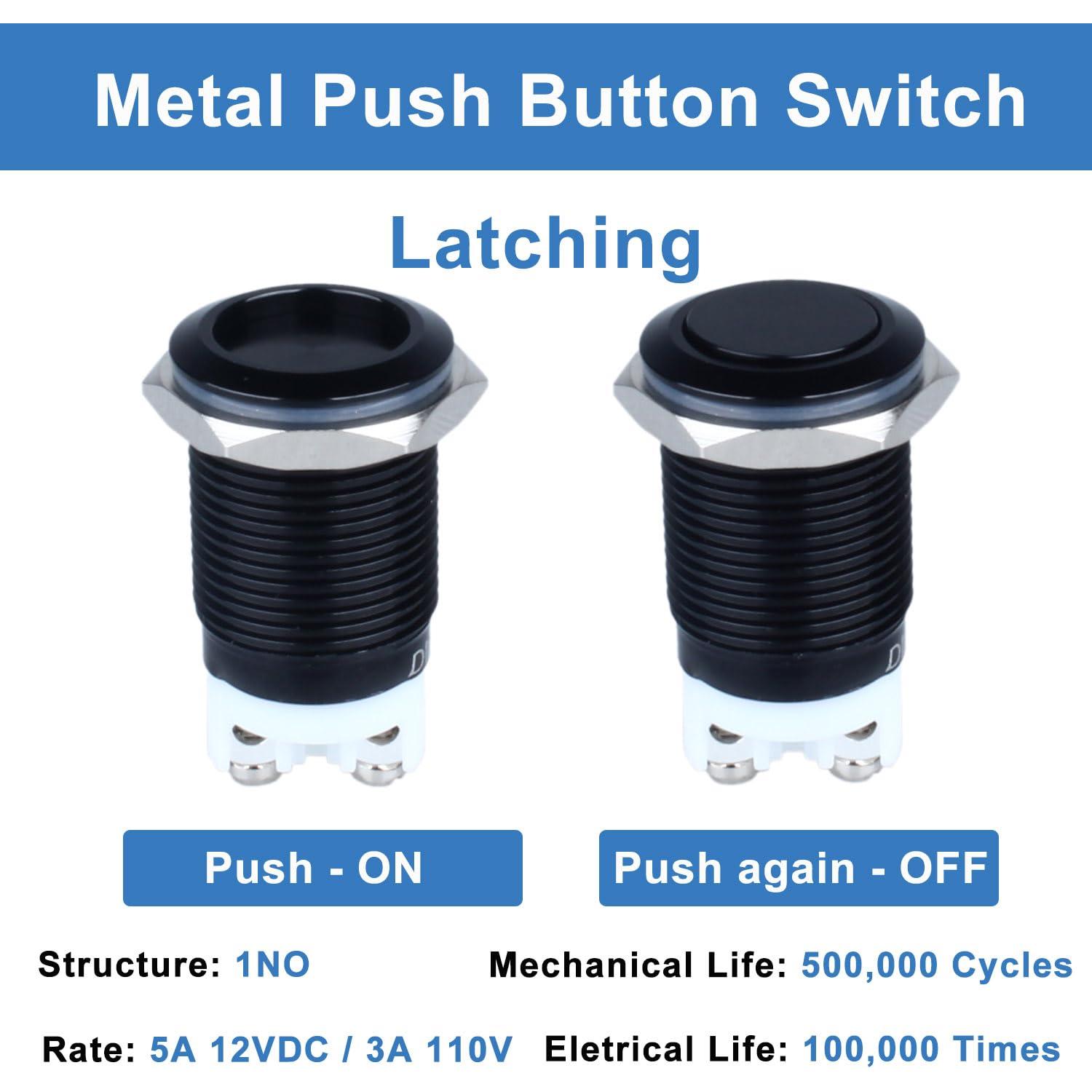 Paquete de 2 Interruptores Metálicos Impermeables 16mm DMWD