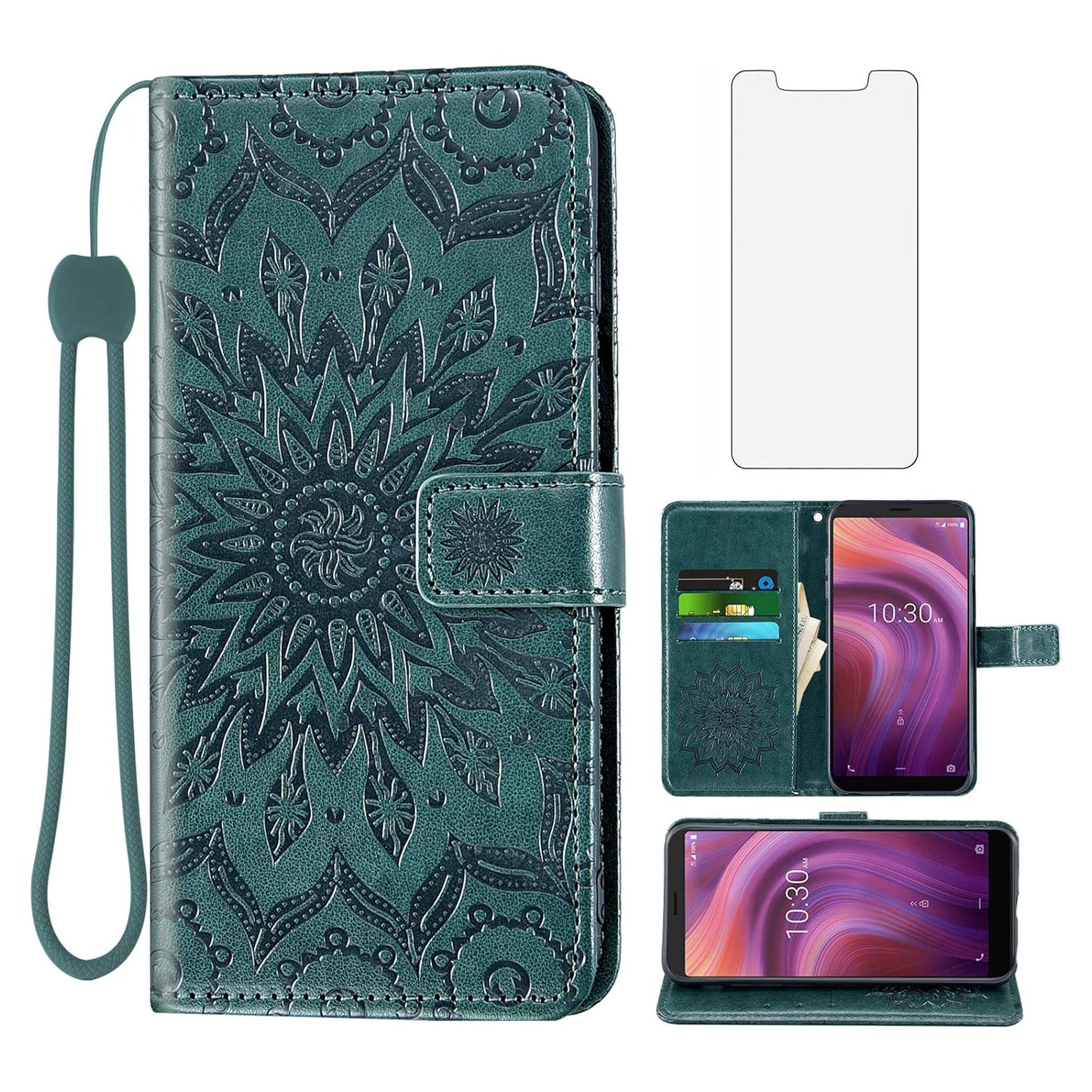 Funda Cartera Alcatel 3V 2019 con Protector Vidrio Templado